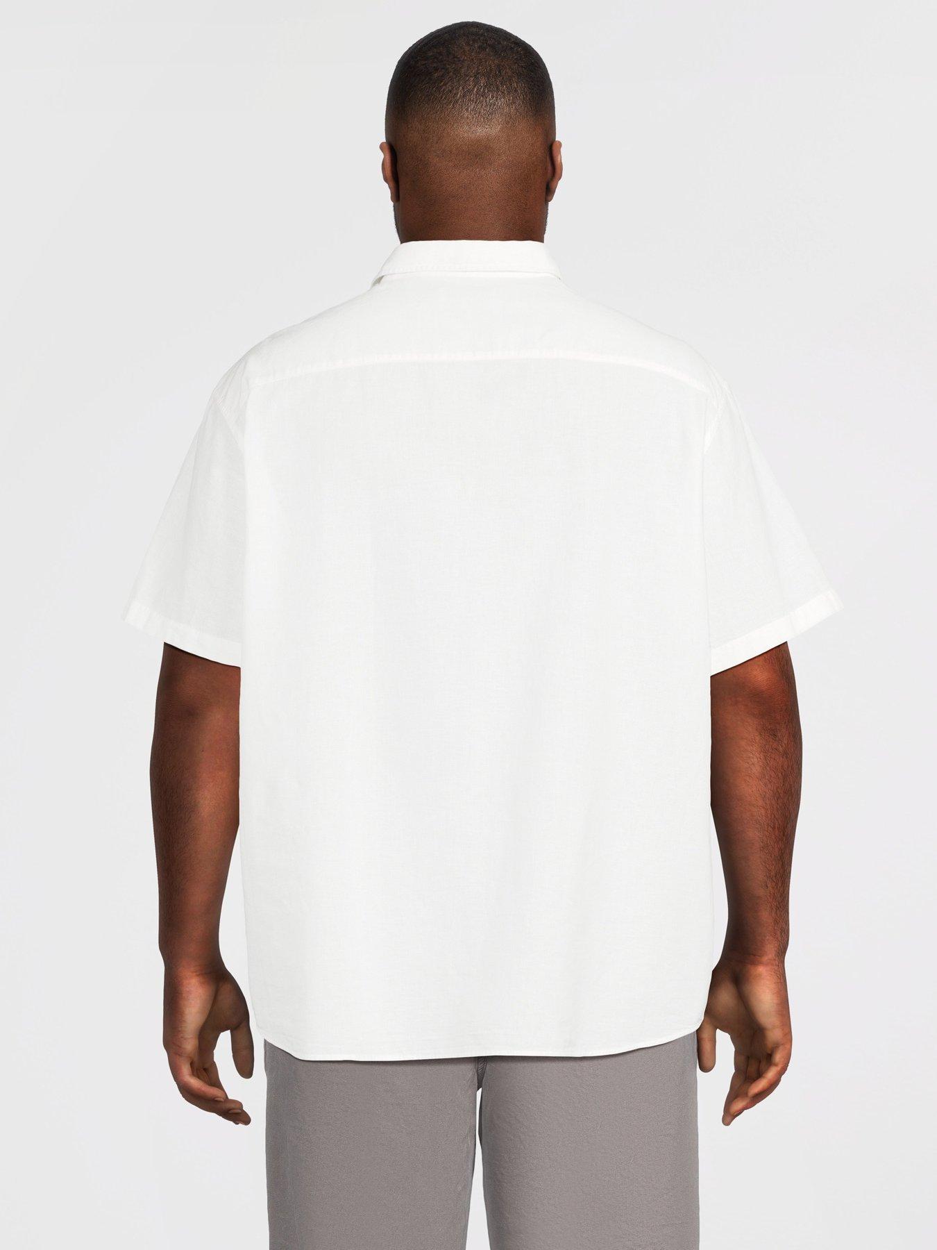 Image 2 of 5 of Jack & Jones Plus Breeze Linen Blend Shirt Short Sleeve Shirt - White