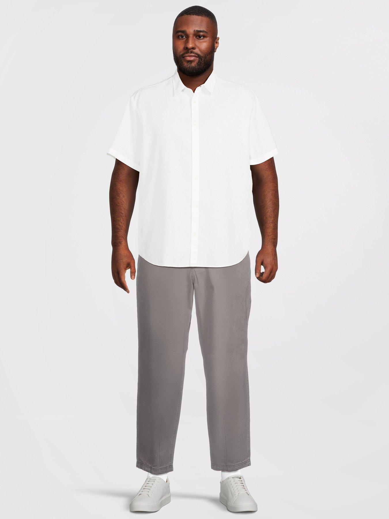 Image 3 of 5 of Jack & Jones Plus Breeze Linen Blend Shirt Short Sleeve Shirt - White