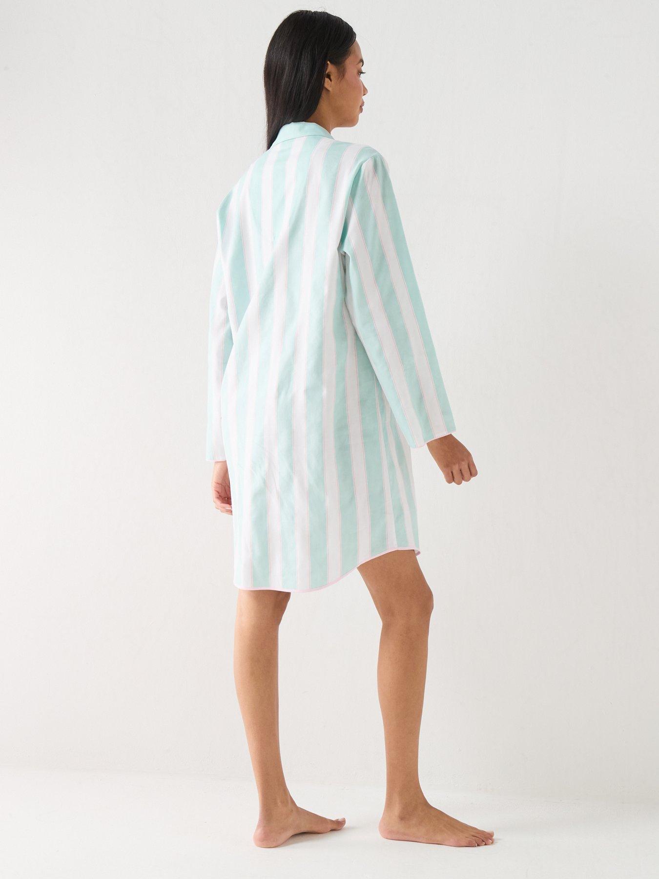 cyberjammies-francesca-mint-printed-stripe-long-sleeve-nightshirt-mintstillFront