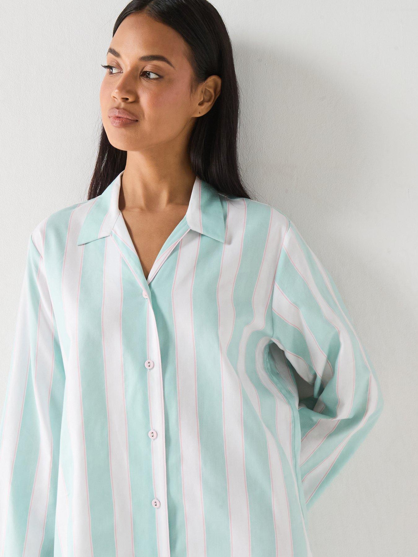 cyberjammies-francesca-mint-printed-stripe-long-sleeve-nightshirt-mintoutfit