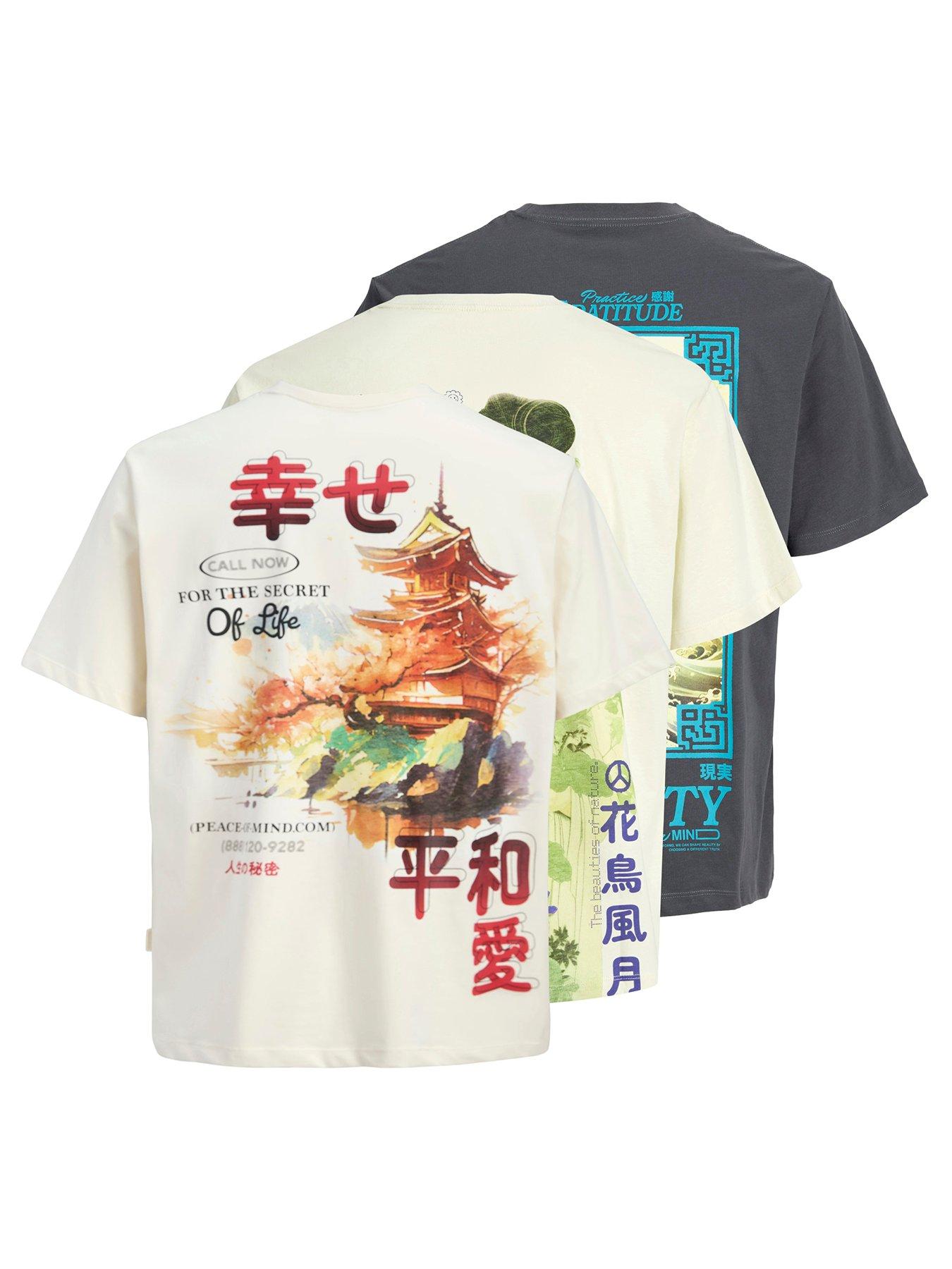 Image 3 of 6 of Jack & Jones Japan Short Sleeve T-Shirt 3Pk - White