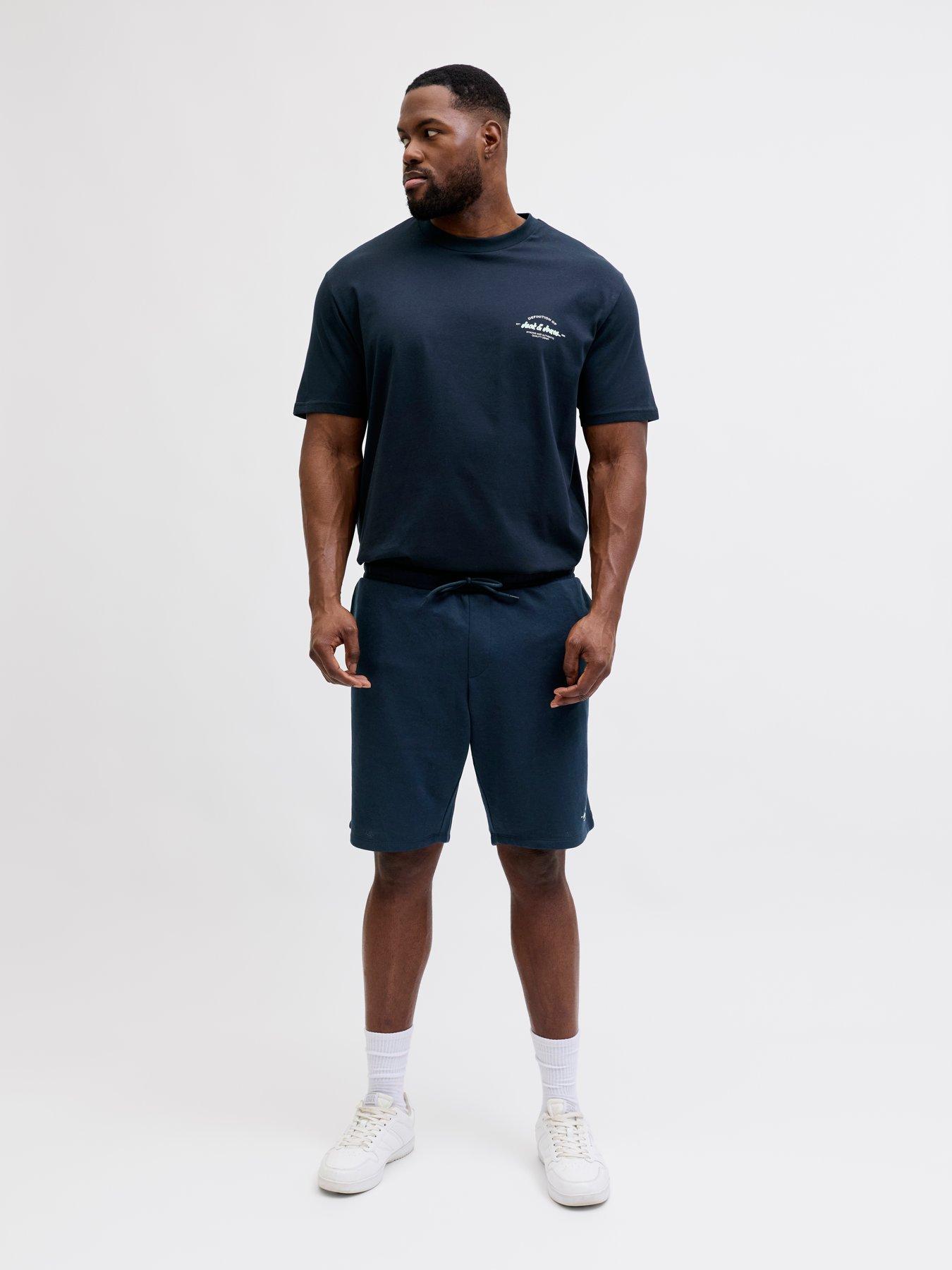 Image 2 of 7 of Jack & Jones Plus Brandon T-Shirt And Short Set - Navy