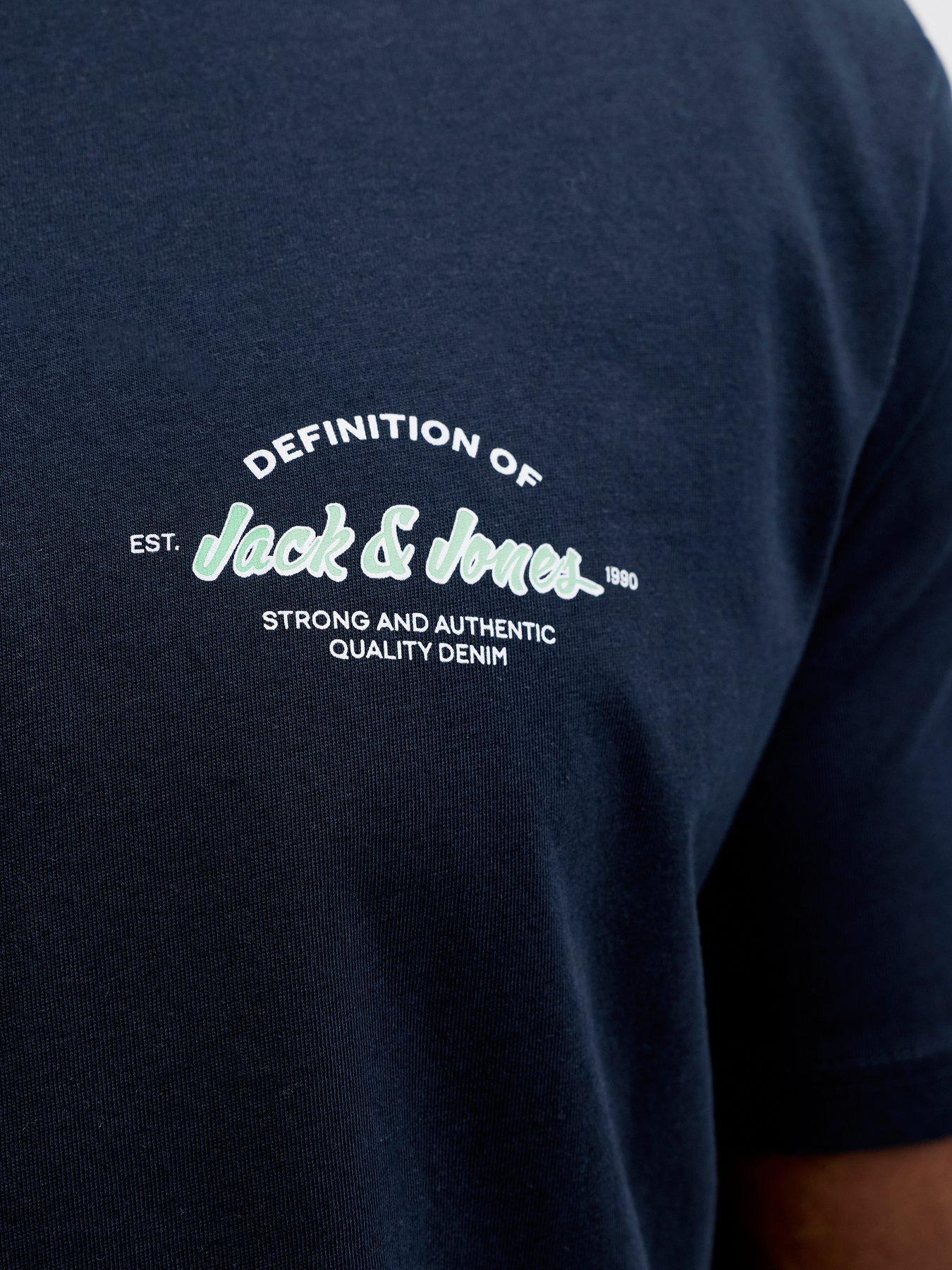 Image 5 of 7 of Jack & Jones Plus Brandon T-Shirt And Short Set - Navy
