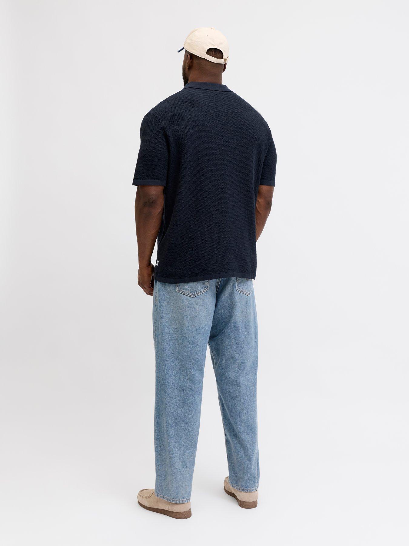 Image 2 of 7 of Jack & Jones Plus George Knitted Polo Shirt - Navy