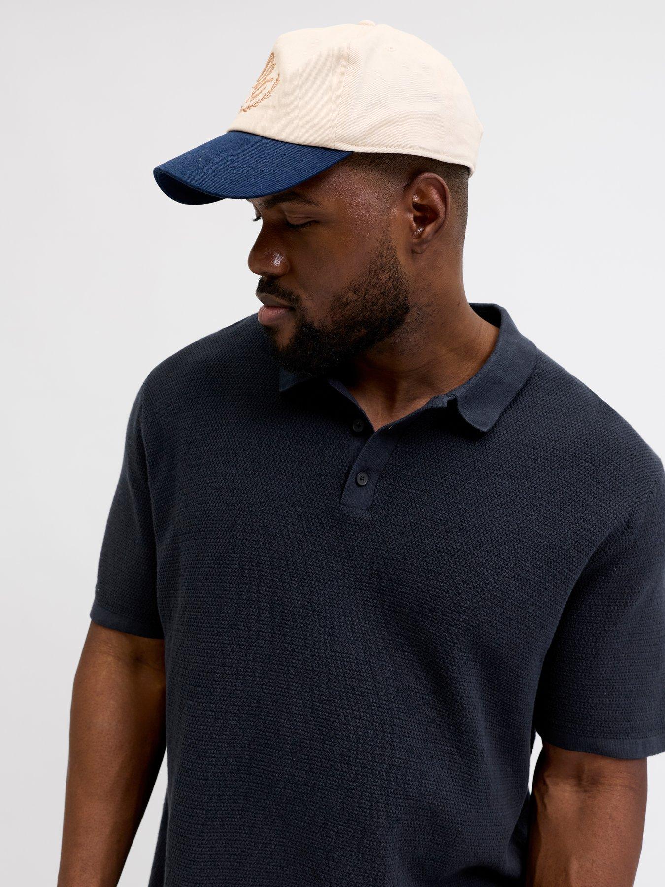 Image 4 of 7 of Jack & Jones Plus George Knitted Polo Shirt - Navy