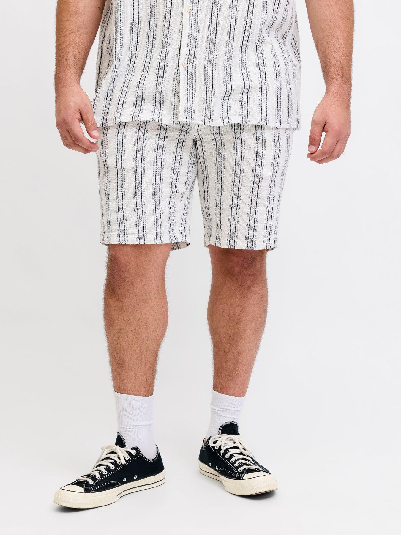 Jack & Jones Plus Jaiden Coba Stripe Jogger Shorts - White