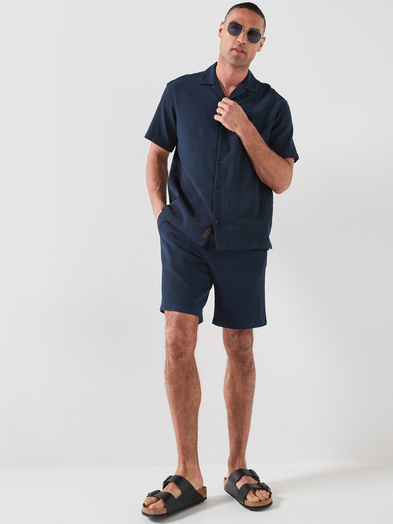 Image 3 of 6 of Jack & Jones Waffle Resort Short And Shirt Set - Navy