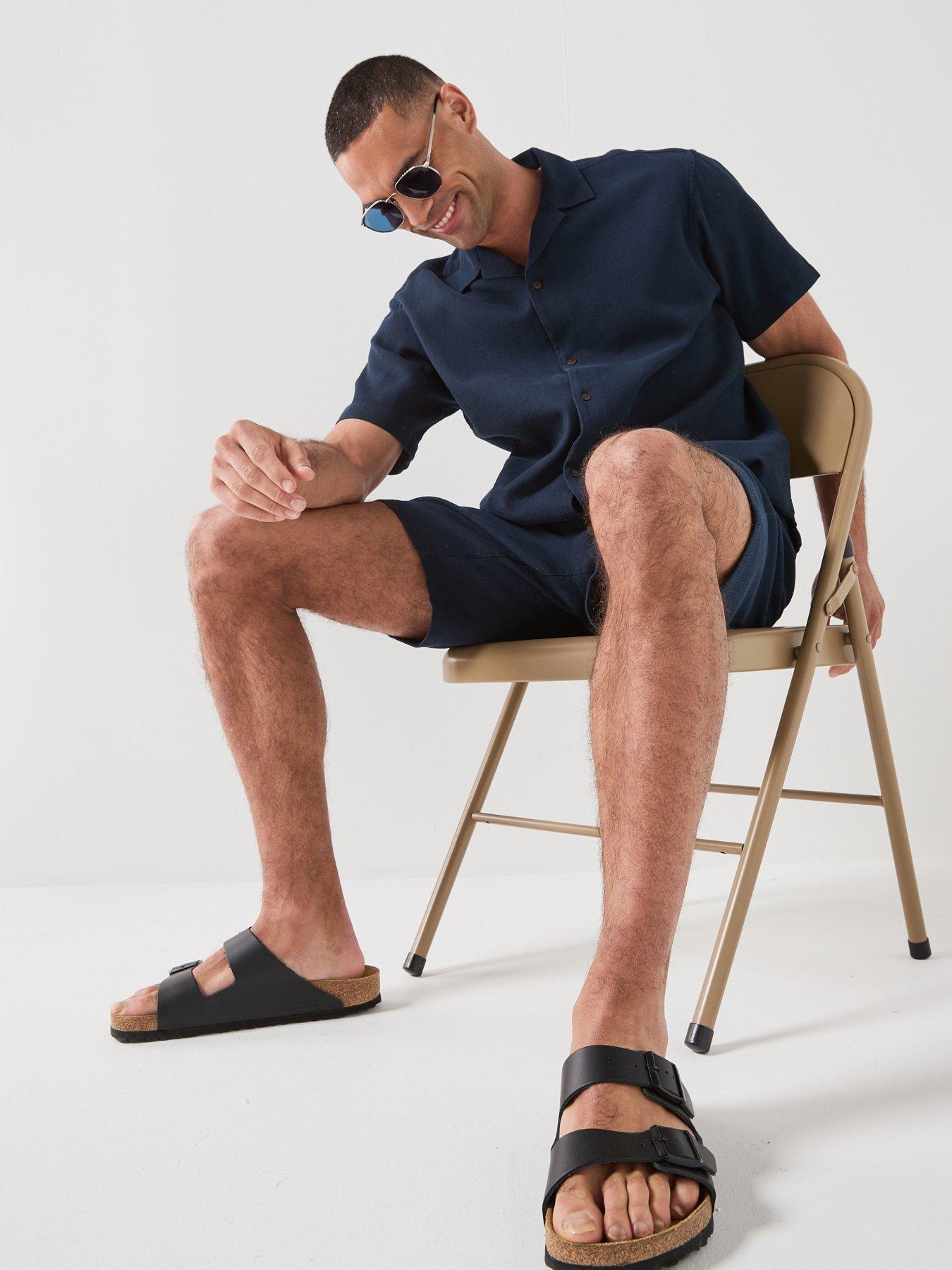 Image 5 of 6 of Jack & Jones Waffle Resort Short And Shirt Set - Navy