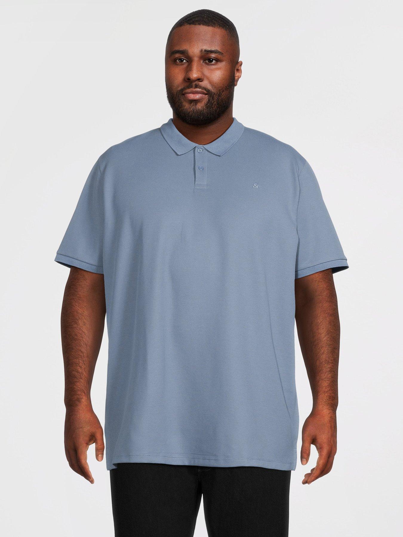 Image 1 of 5 of Jack & Jones Plus Austin Short Sleeve Polo Shirt - Blue