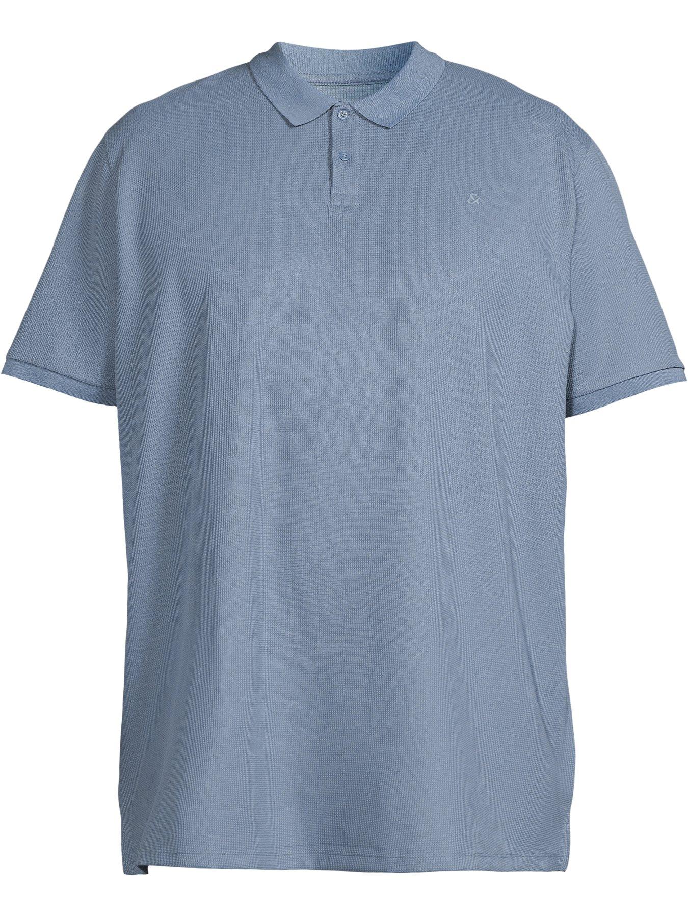 Image 5 of 5 of Jack & Jones Plus Austin Short Sleeve Polo Shirt - Blue