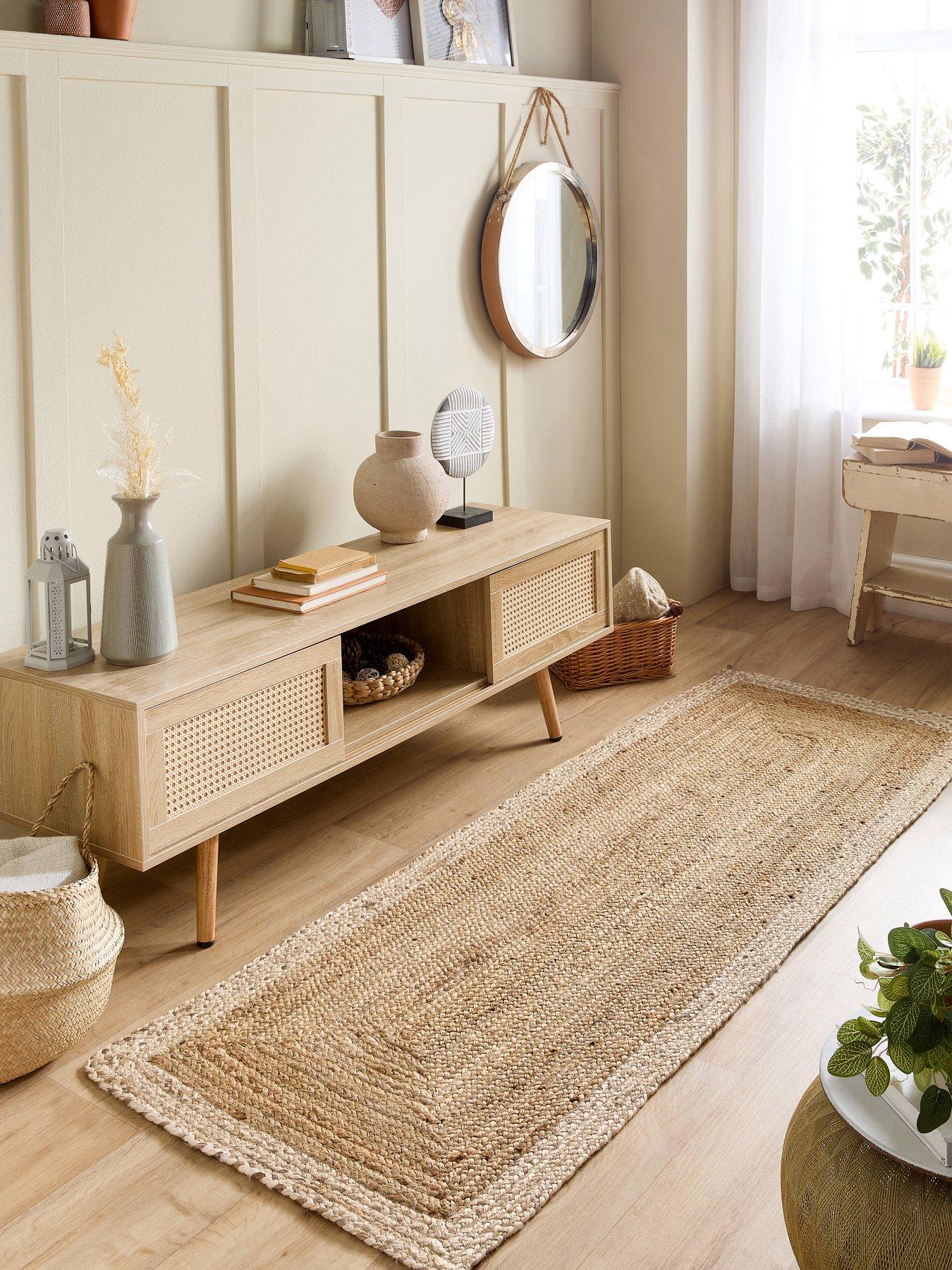 The Very Collection Jute Border 67x200cm Runner - Beige