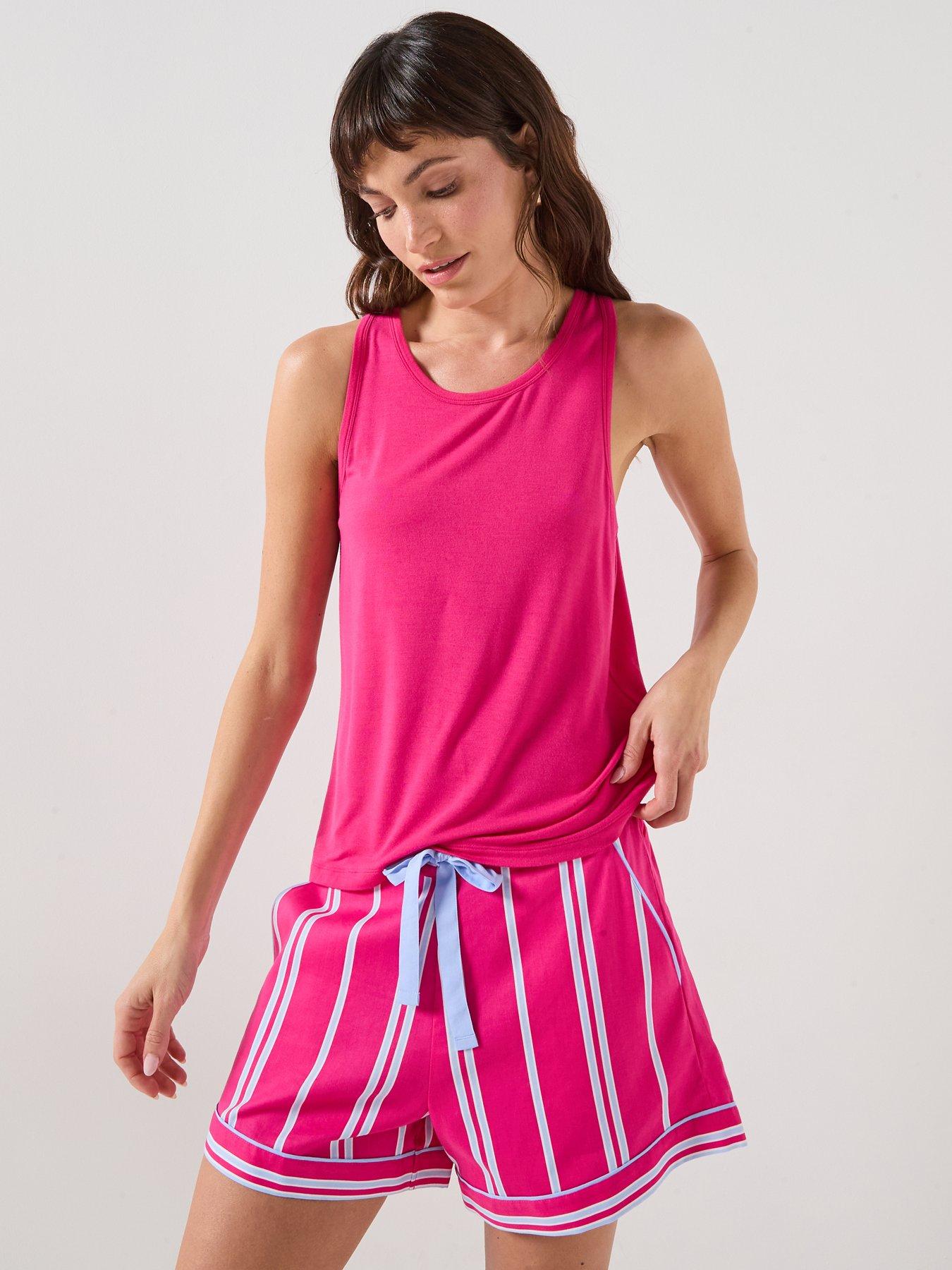 Cyberjammies Chloe Jersey Bus Vest  &  Printed Stripe Shorts Set - Pink