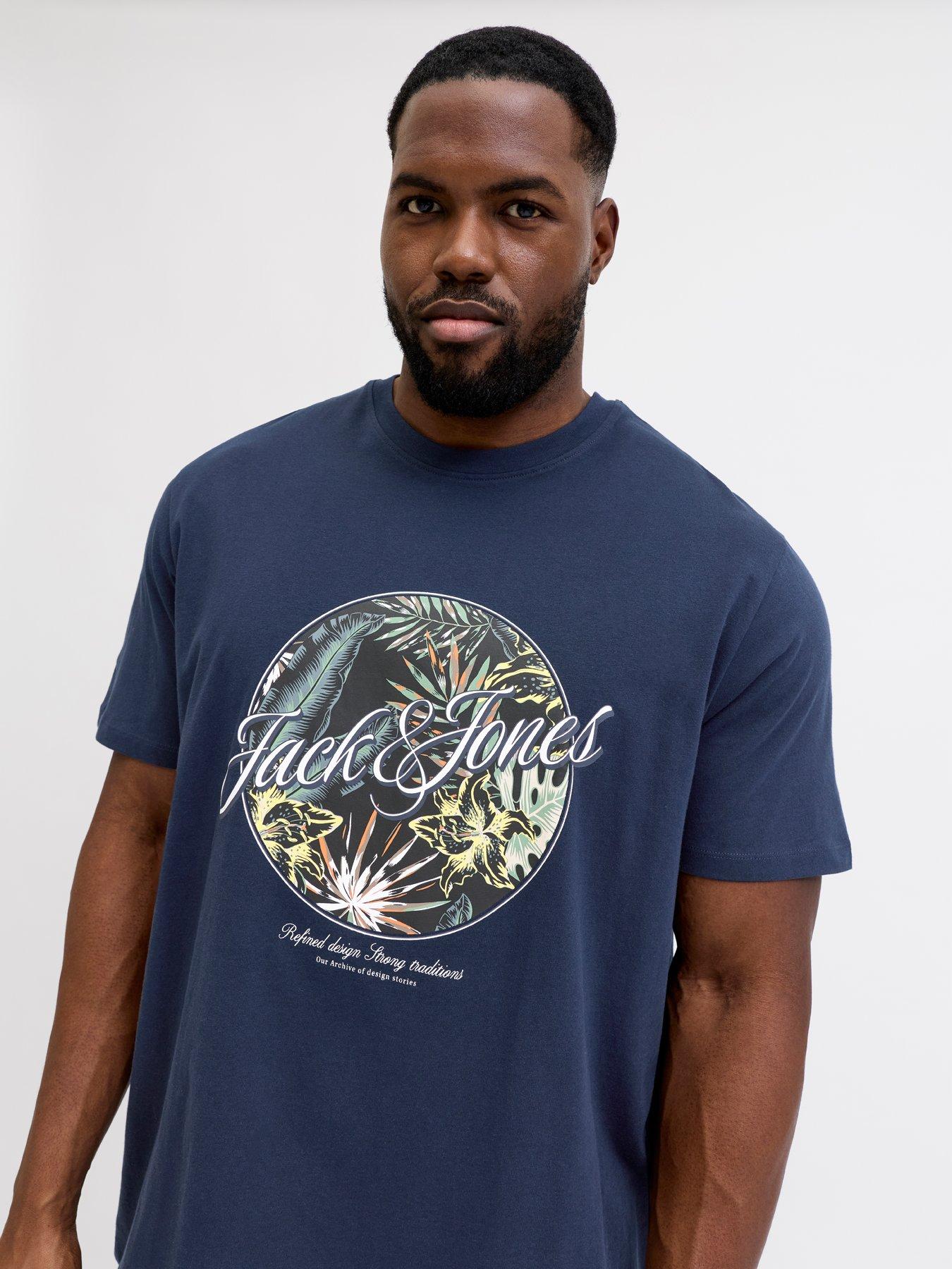 Jack & Jones Plus Honolulu Graphic T-Shirt - Navy