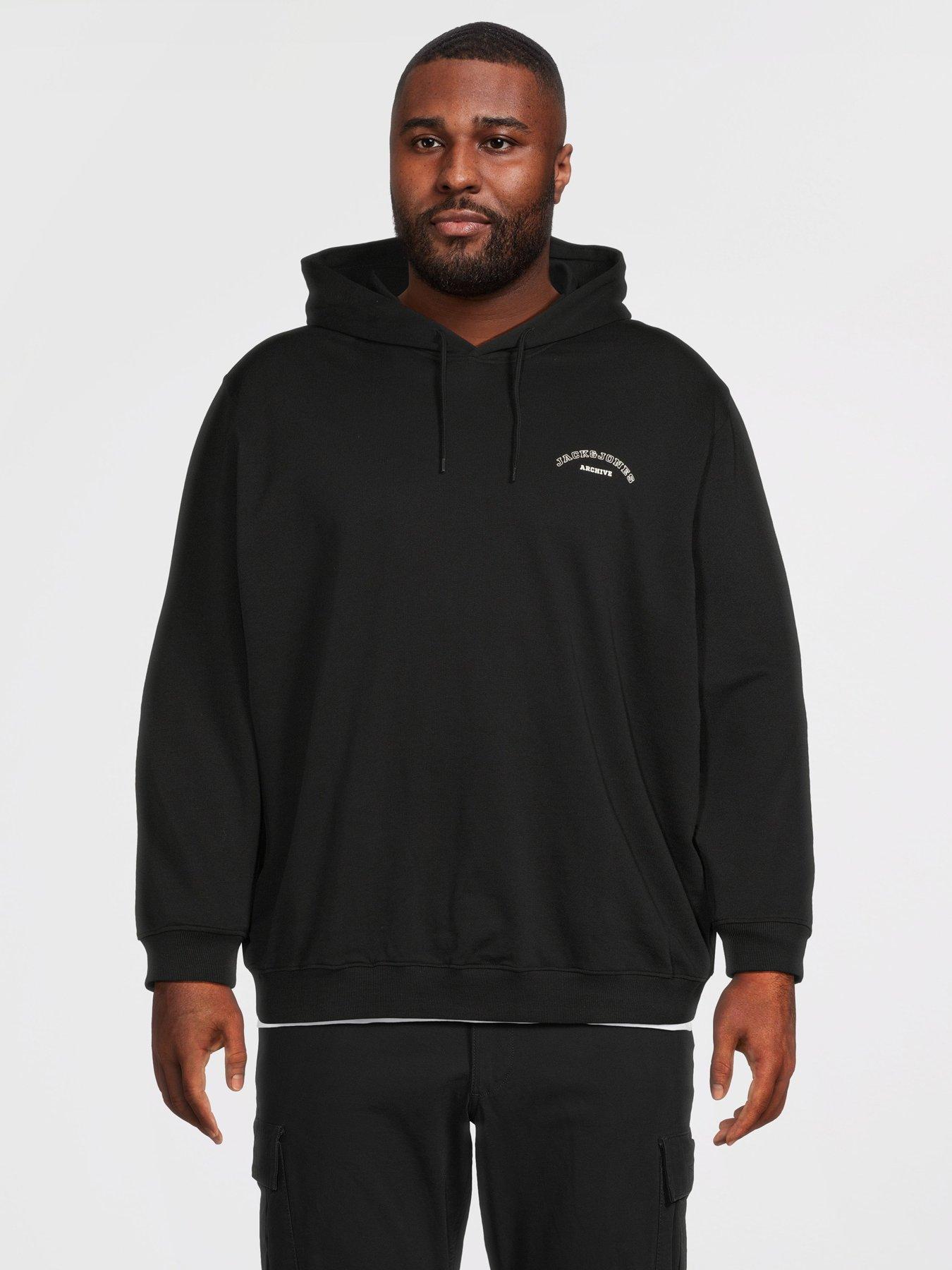 jack-jones-plus-college-hoodie-blackfront