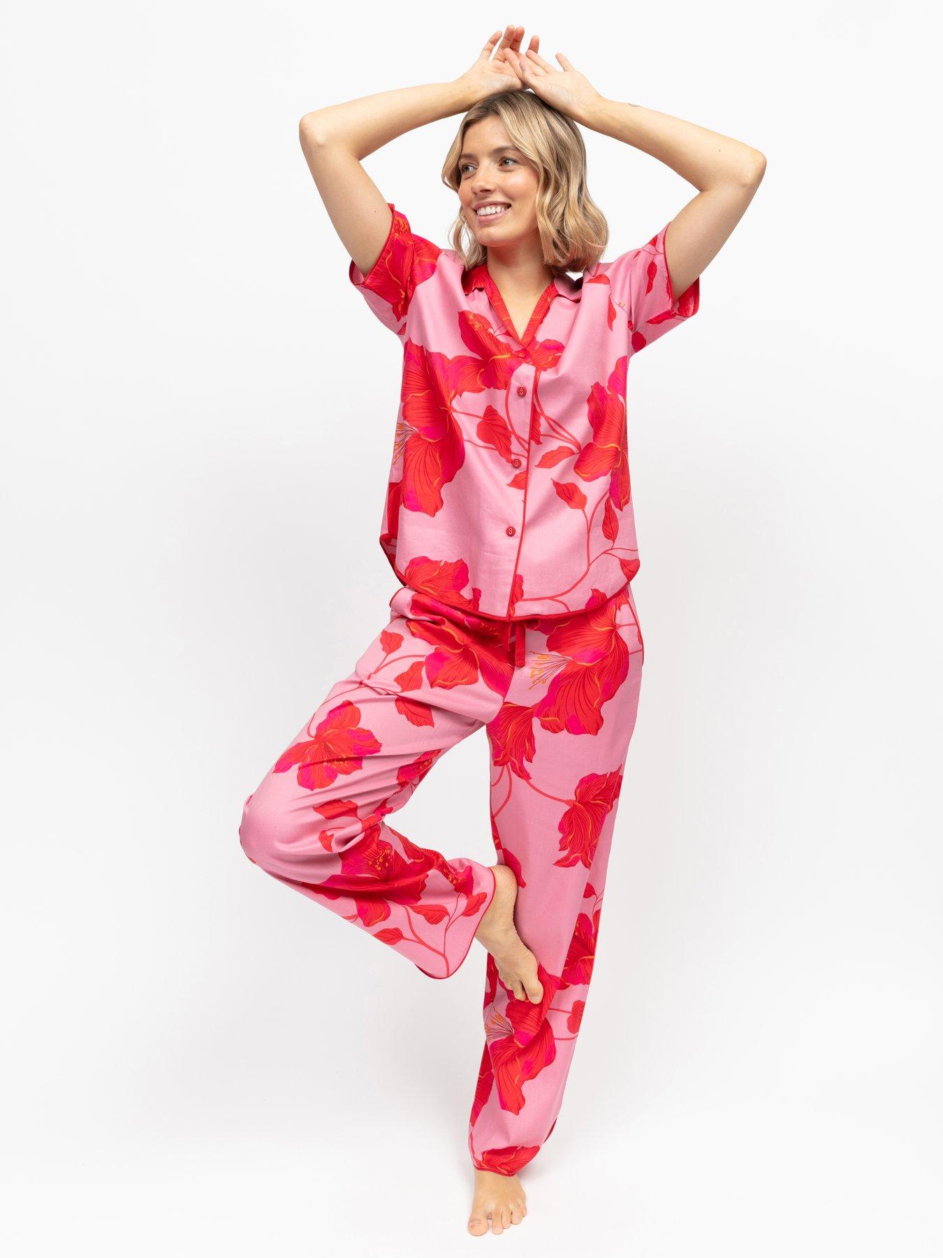 Cyberjammies Cyberjammies Pippa Pink Floral Print Short Sleeve Pyjama Set - Pink