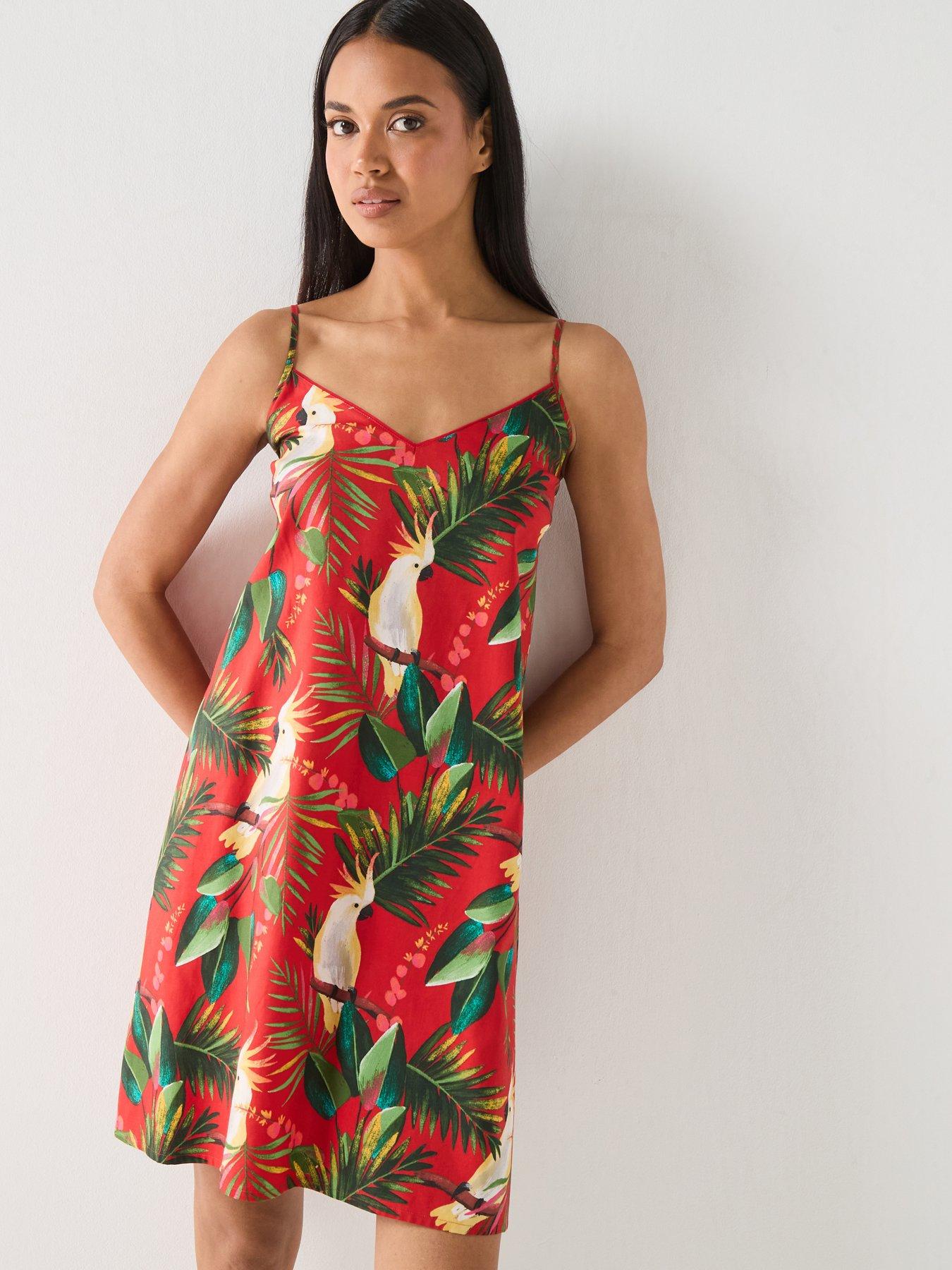 Cyberjammies Cyberjammies Tara Red Bird Print Strappy Short Nightdress - Red