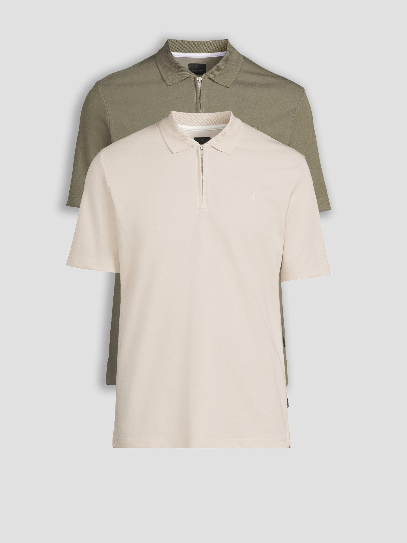 Image 1 of 5 of Jack & Jones Short Sleeve Zip Polo 2Pk - Green