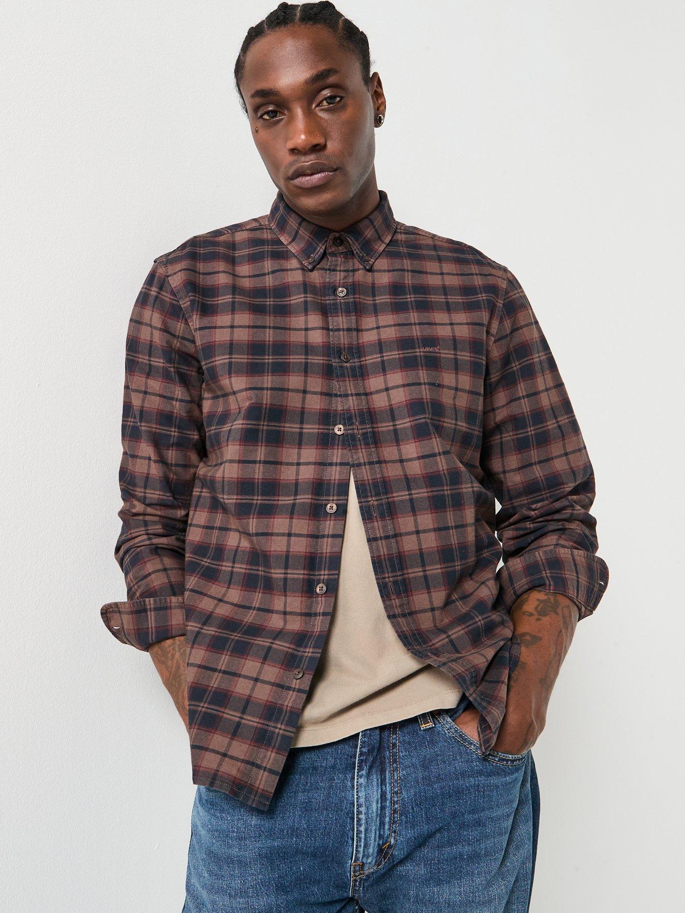 Image 1 of 6 of Levi's Authentic Button Down Long Sleeve Shirt - Brown