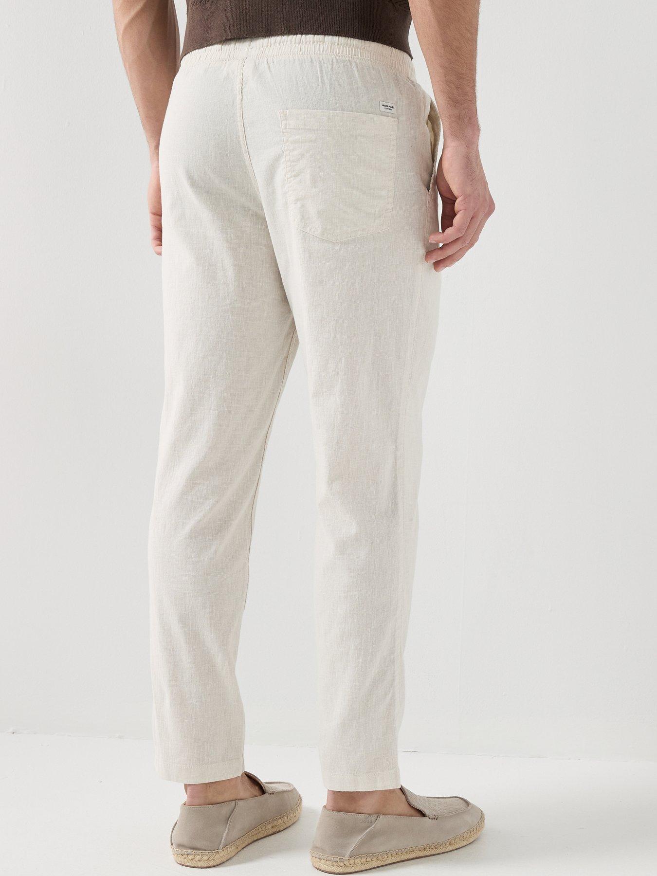 Image 2 of 4 of Jack & Jones Ace Breeze Linen Blend Drawstring Jogger Trousers - Beige