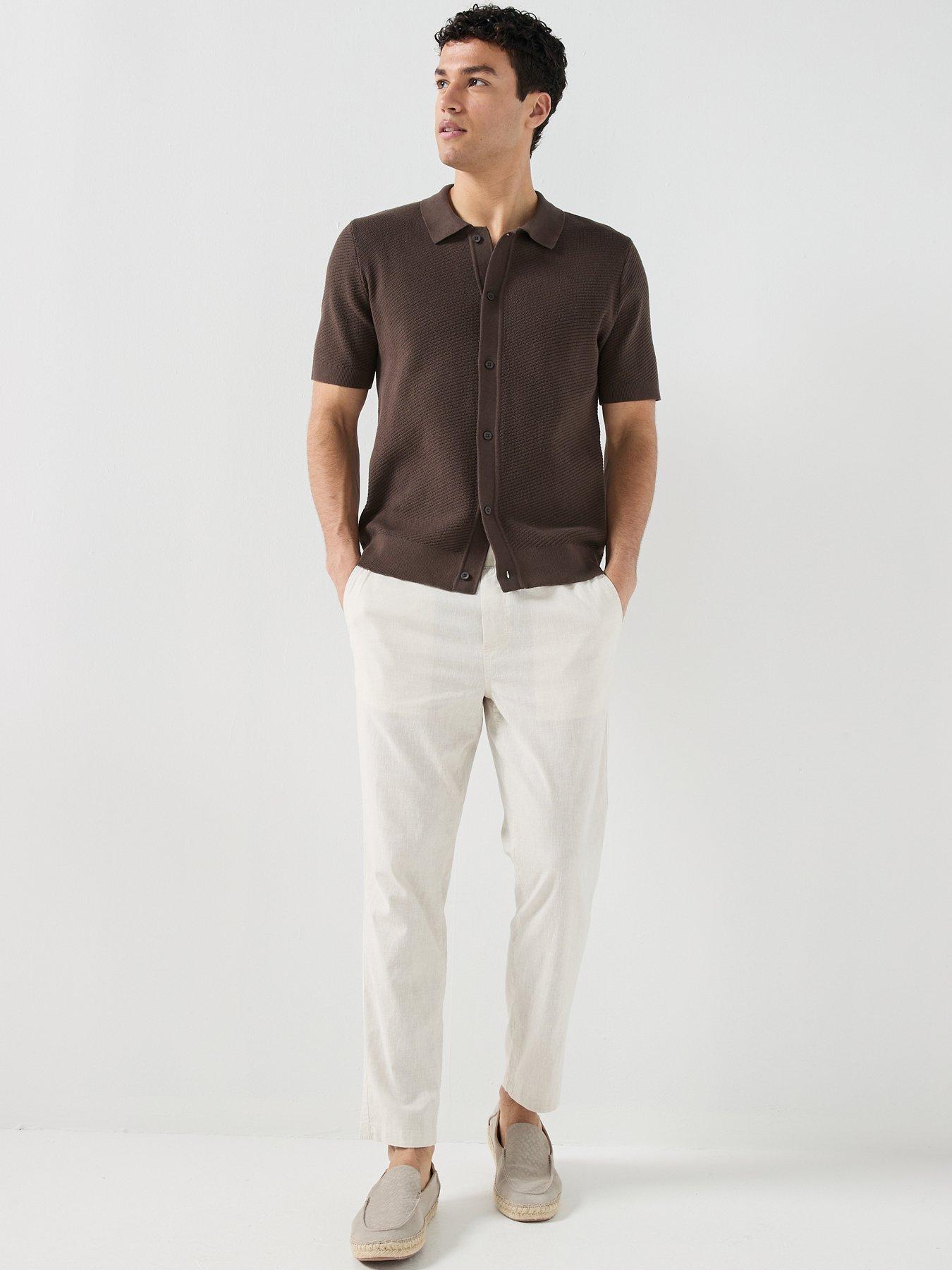 Image 4 of 4 of Jack & Jones Ace Breeze Linen Blend Drawstring Jogger Trousers - Beige