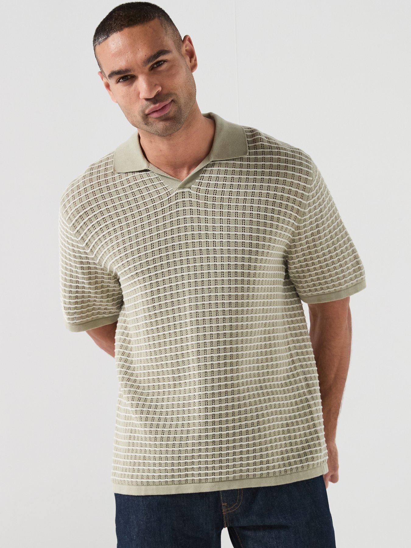 Jack & Jones Nantucket Knit Split Neck Polo Shirt - Light Green