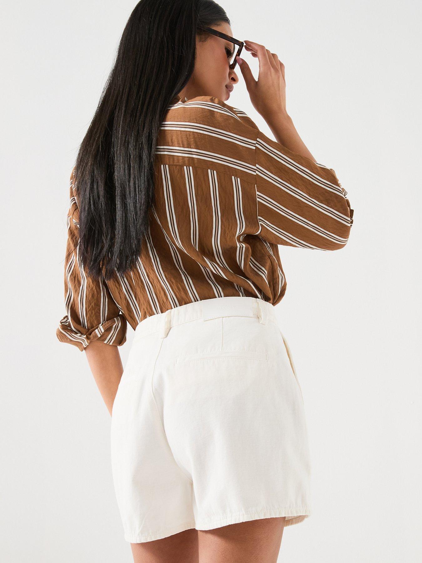 Image 4 of 6 of 7 FOR ALL MANKIND Linen Trouser Shorts - White