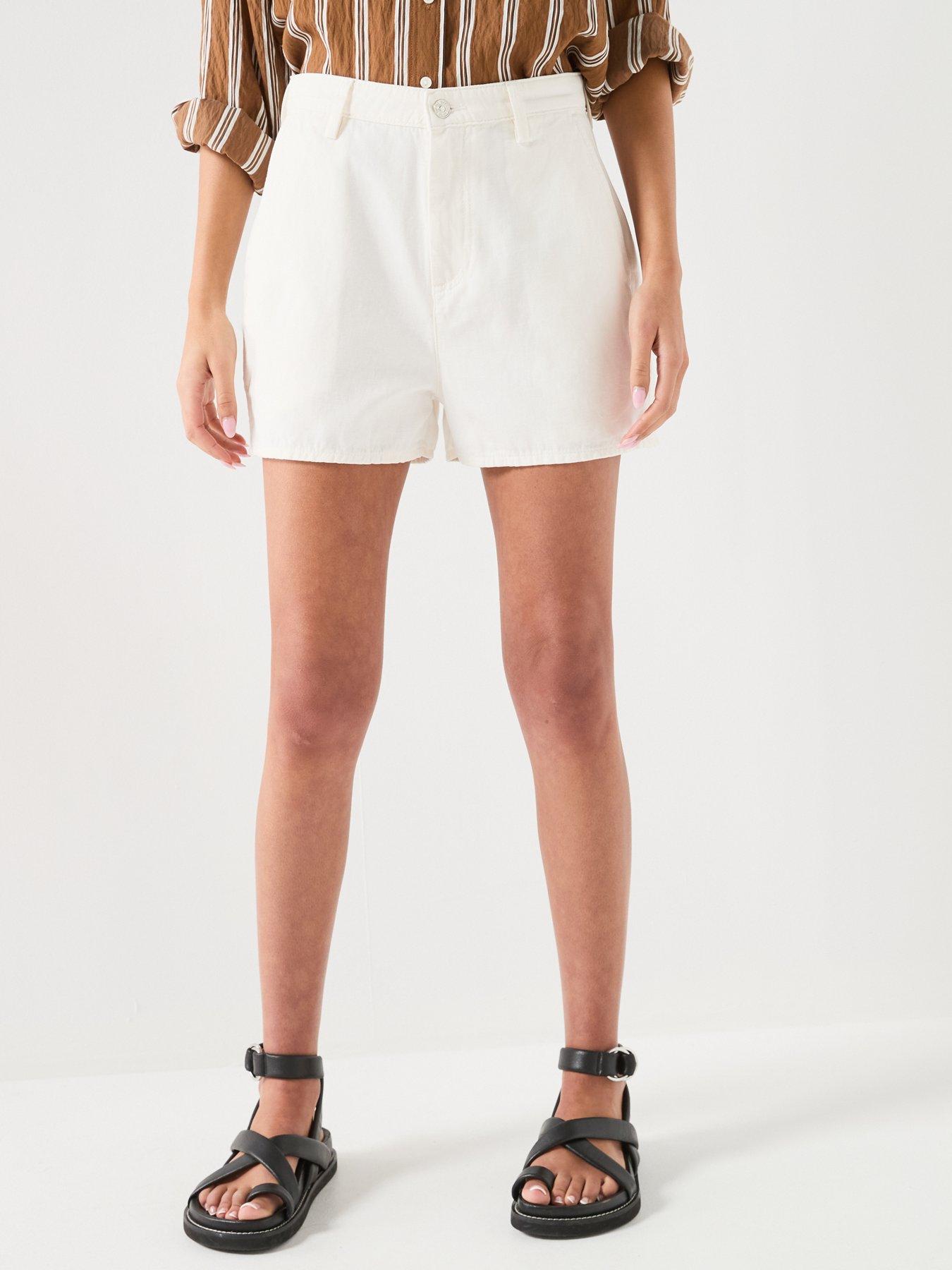 Image 5 of 6 of 7 FOR ALL MANKIND Linen Trouser Shorts - White