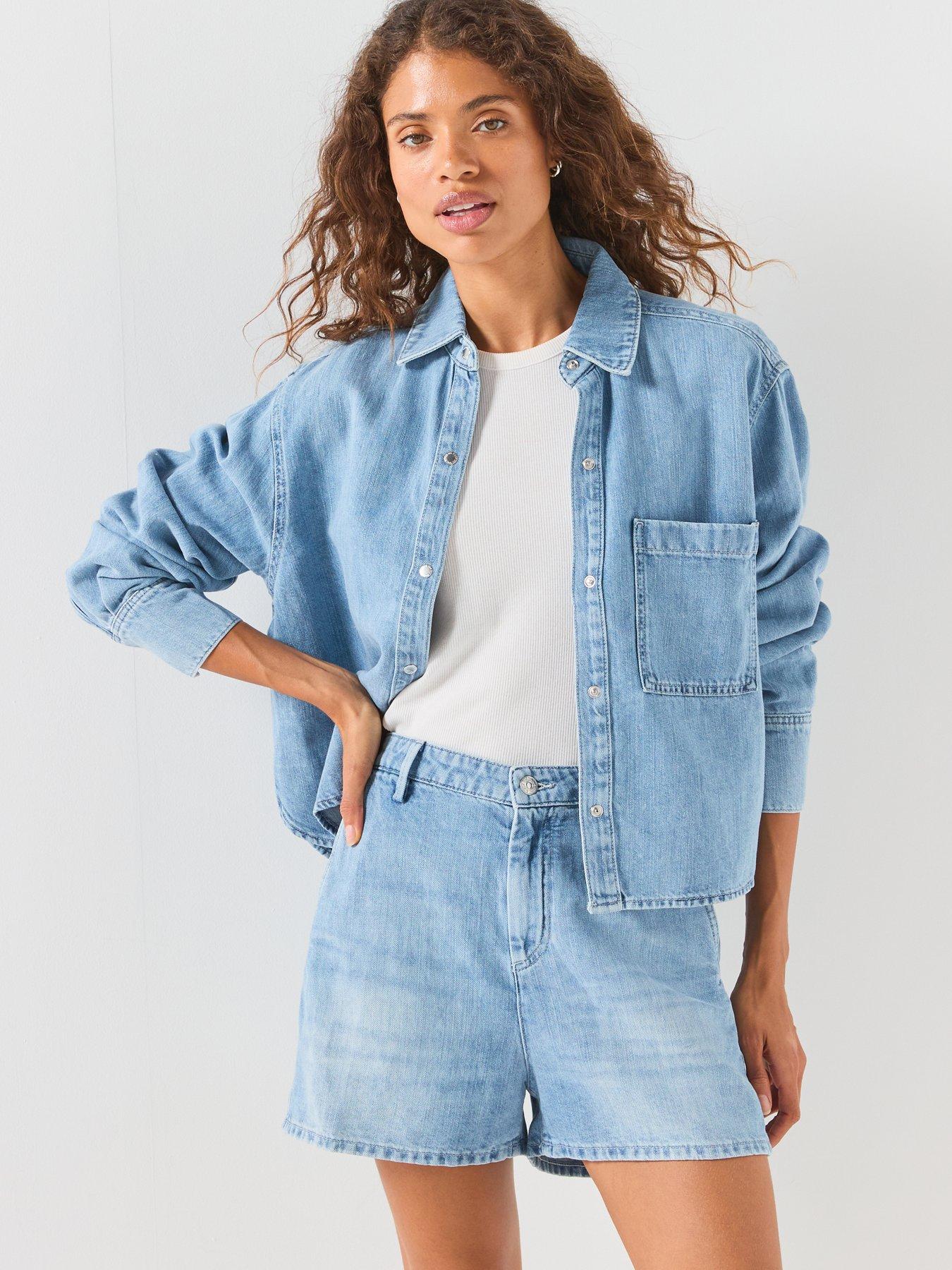 Image 5 of 6 of 7 FOR ALL MANKIND Linen Trouser Shorts - Blue