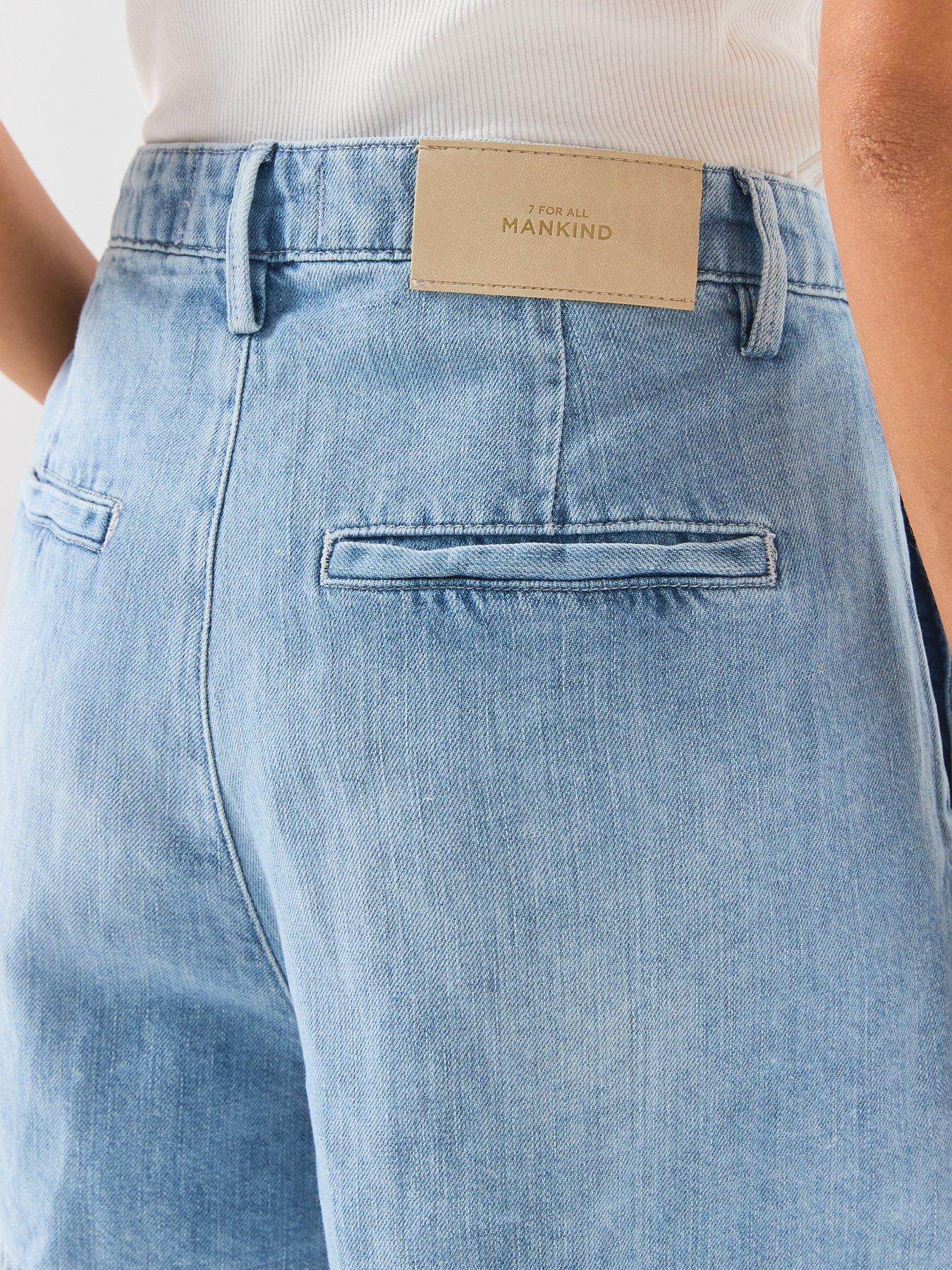 Image 6 of 6 of 7 FOR ALL MANKIND Linen Trouser Shorts - Blue