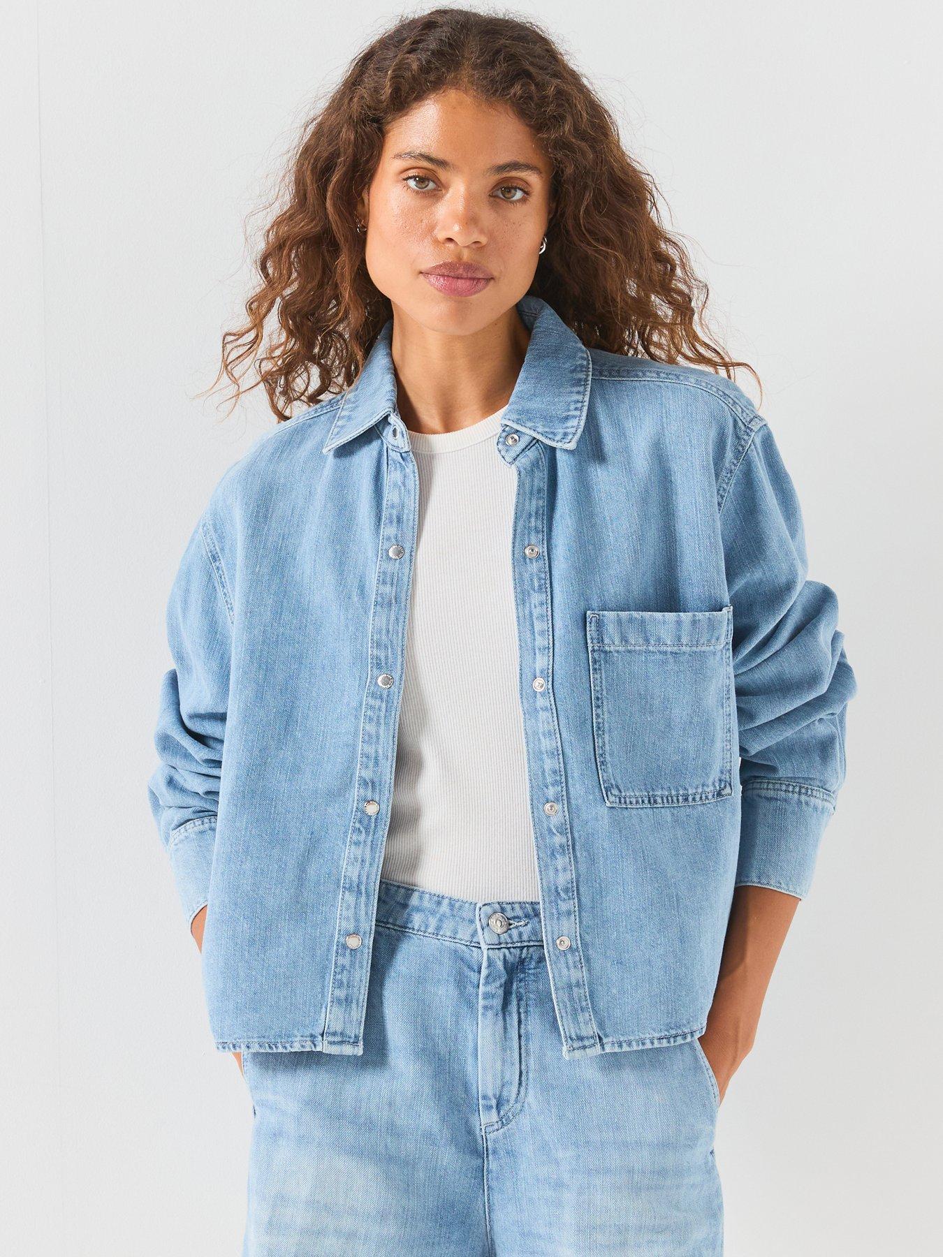 7 FOR ALL MANKIND Ivy Linen Mix Long Sleeve Shirt - Blue