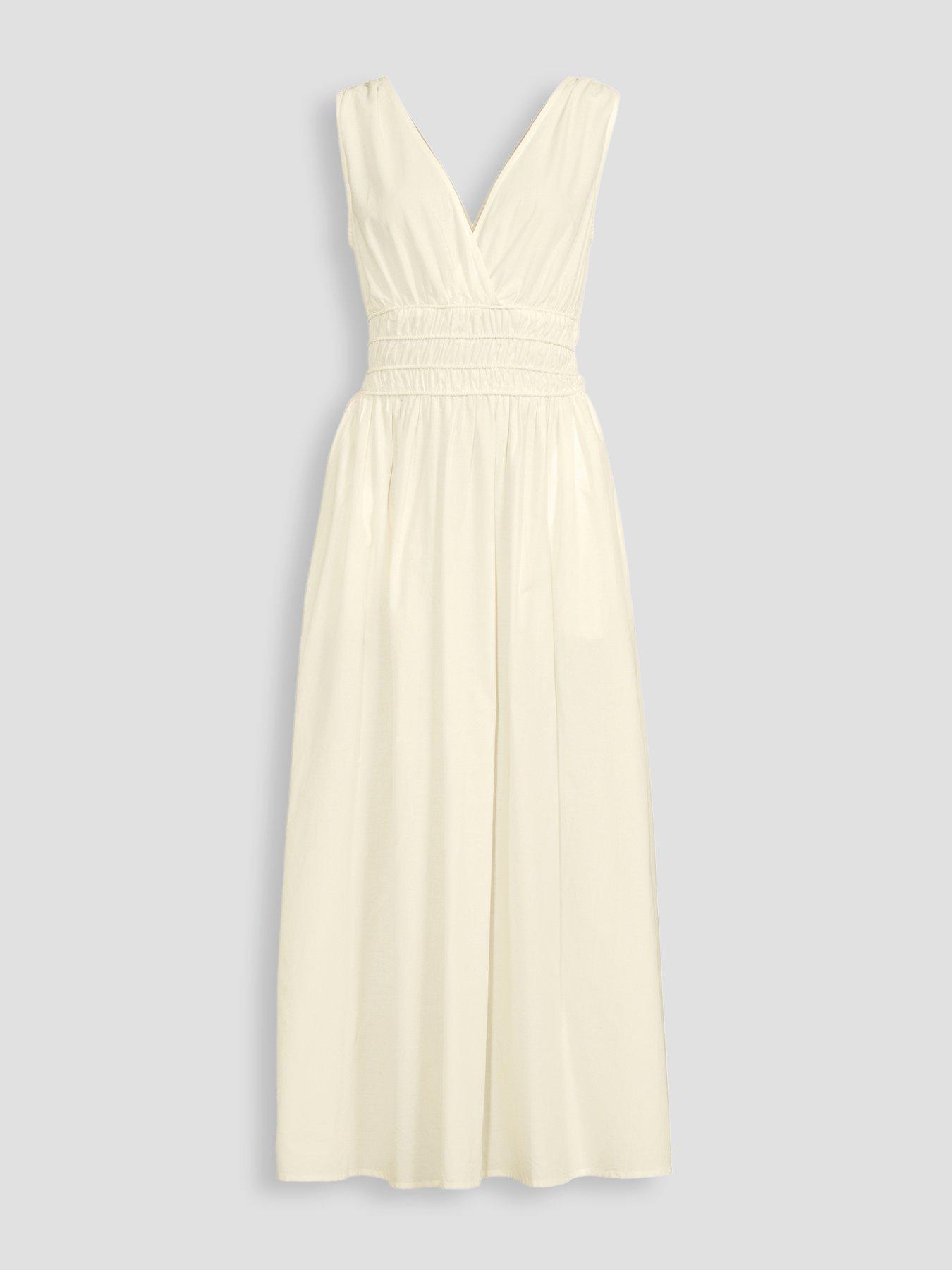 Image 7 of 7 of The Very Collection V Neck Waist Detail Midaxi Dress - Cream