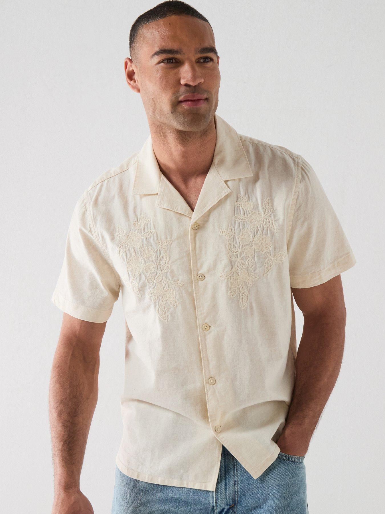 Levi's Levi's Sunset Embroidered Linen Mix Relaxed Fit Short Sleeve Shirt