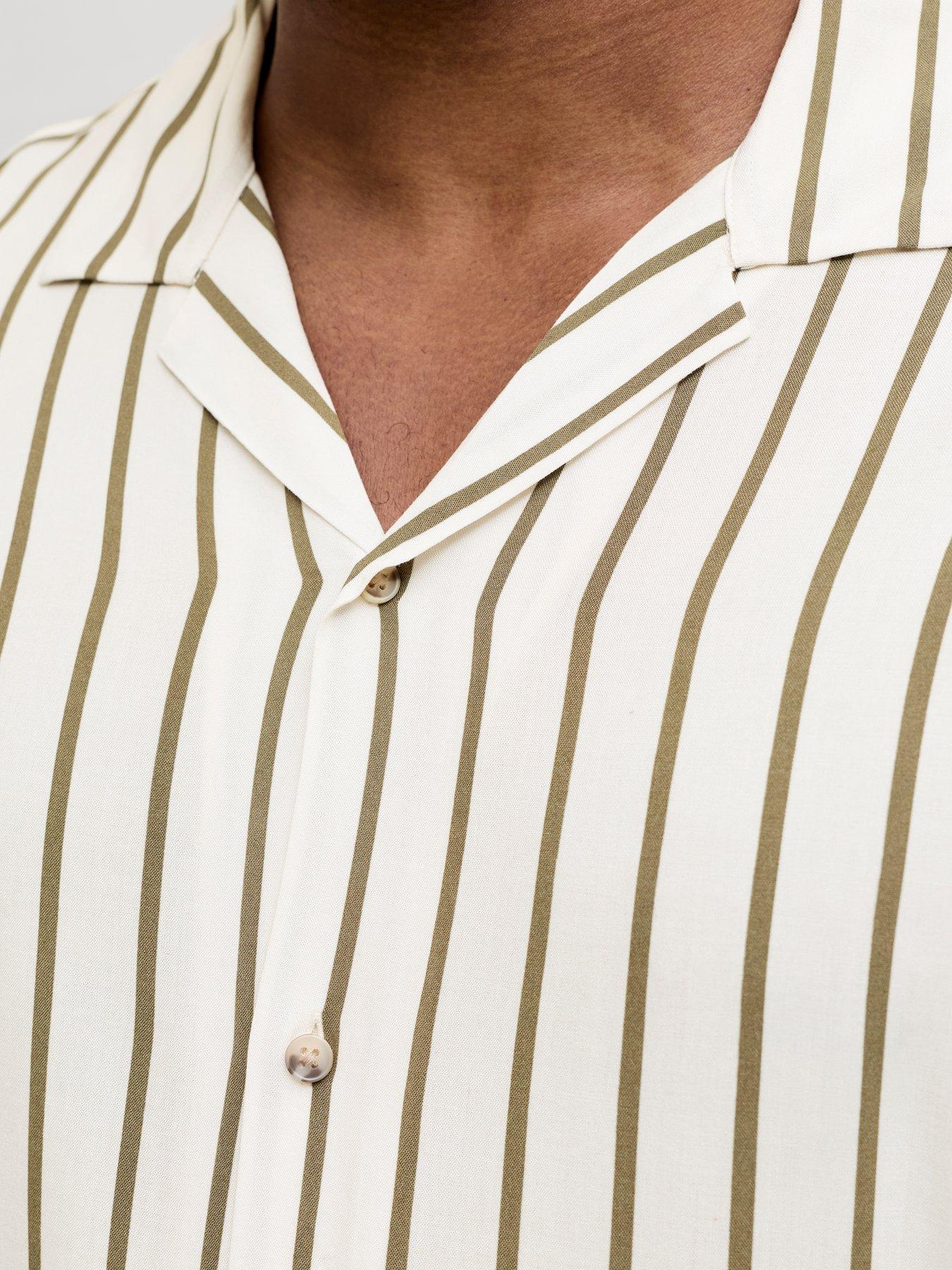 Image 5 of 5 of Jack & Jones Plus Jeff Resort Stripe Shirt - Khaki