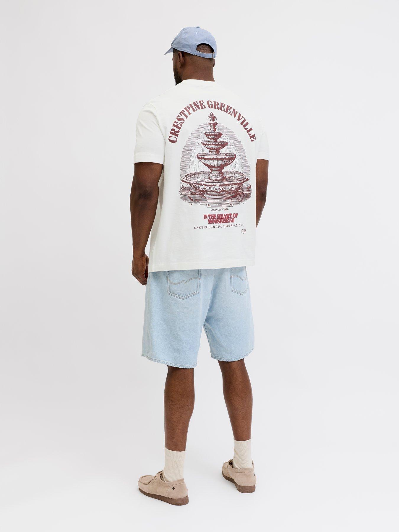 Image 4 of 7 of Jack & Jones Plus Maine Back Graphic T-Shirt - White