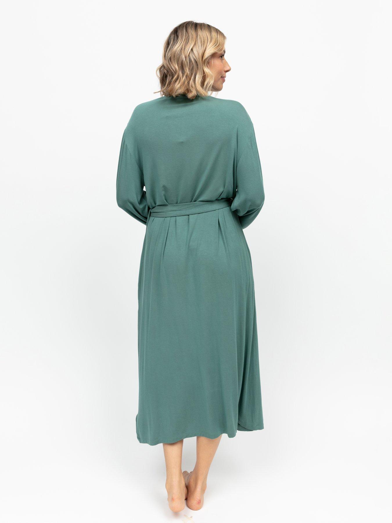 Image 2 of 4 of Cyberjammies Kallie Seafoam Jersey Long Sleeve Long Dressing Gown - Sea Foam