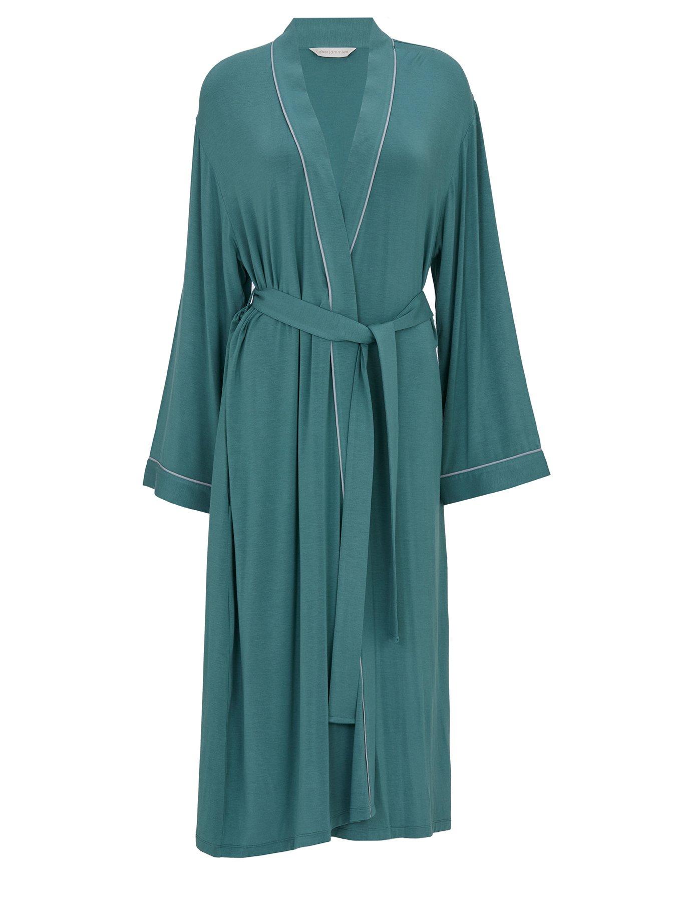 Image 4 of 4 of Cyberjammies Kallie Seafoam Jersey Long Sleeve Long Dressing Gown - Sea Foam
