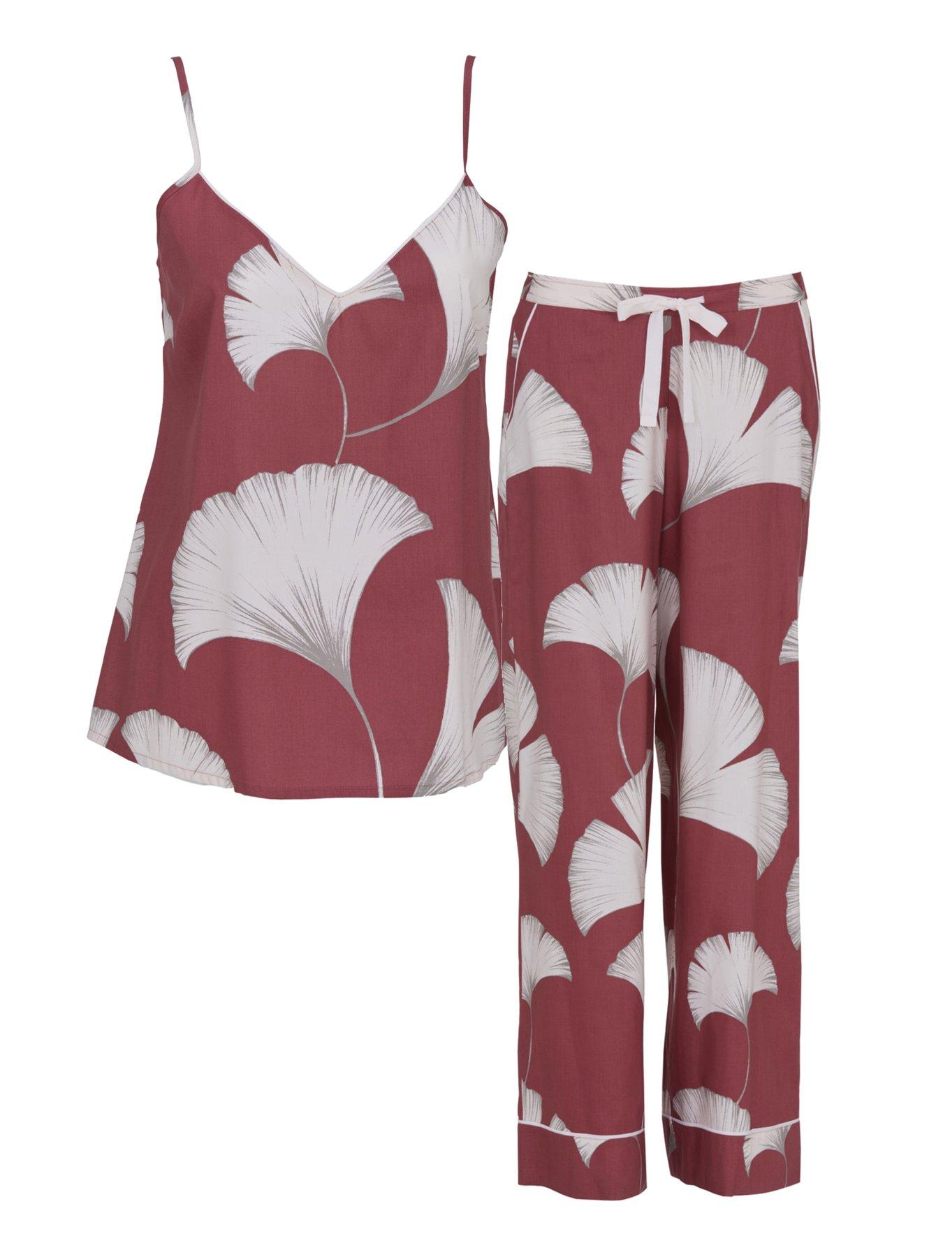 Cyberjammies Cyberjammies Josie Terracotta Big Leaf Print Cami & Wide Leg Pyjama Set - Terracotta