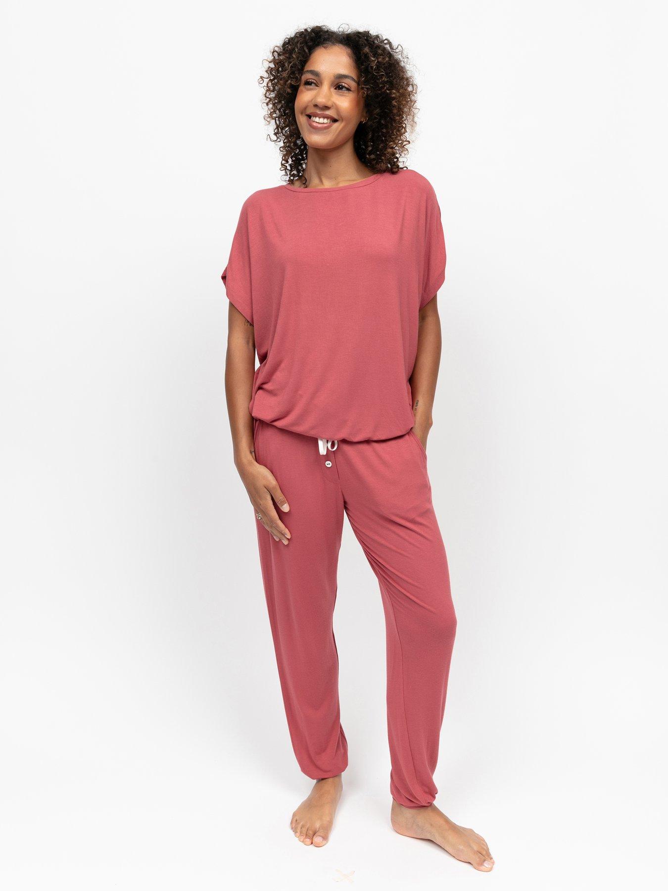 Cyberjammies Josie Terracotta Slouch Jersey Cap Sleeve Top Pyjama Set - Terracotta