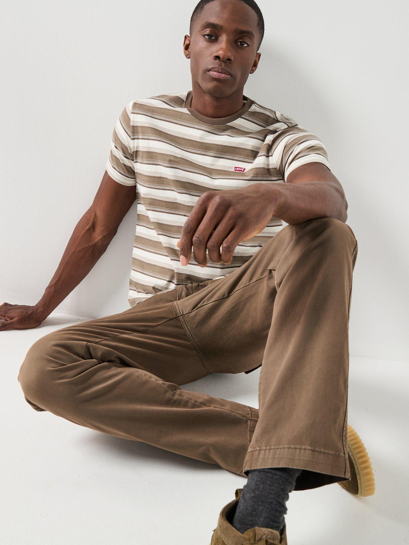 Levi's Original Housemark Logo Stripe Short Sleeve T-Shirt - Beige