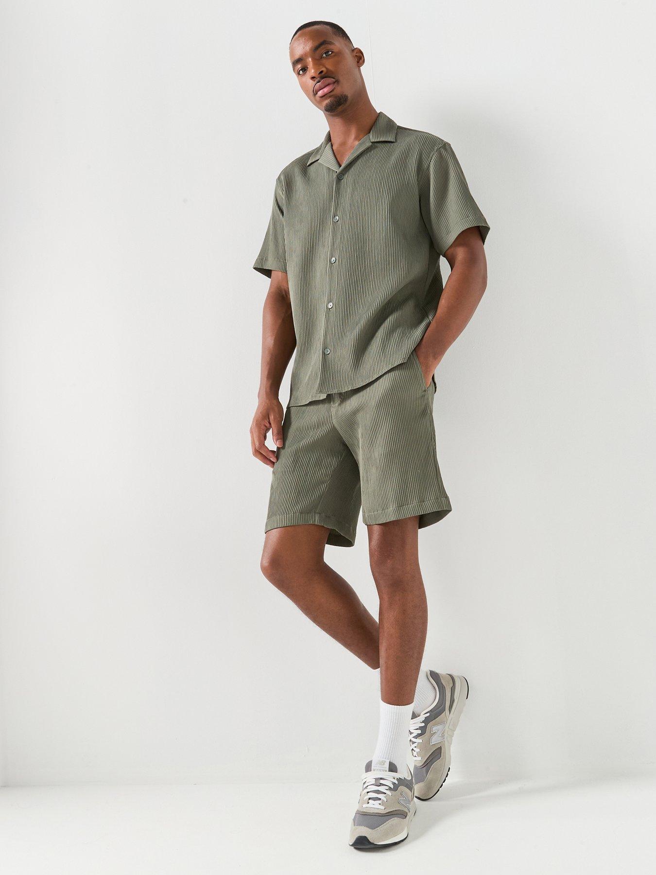 Image 1 of 5 of Jack & Jones Harrison Resort Short Sleeve Shirt And Shorts Set - Khaki