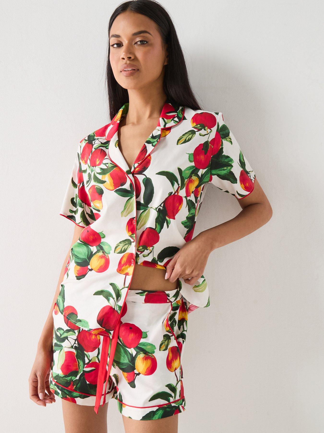 Cyberjammies Cyberjammies Tara Red Apple Print Short Sleeve Pyjama Short Set - Red
