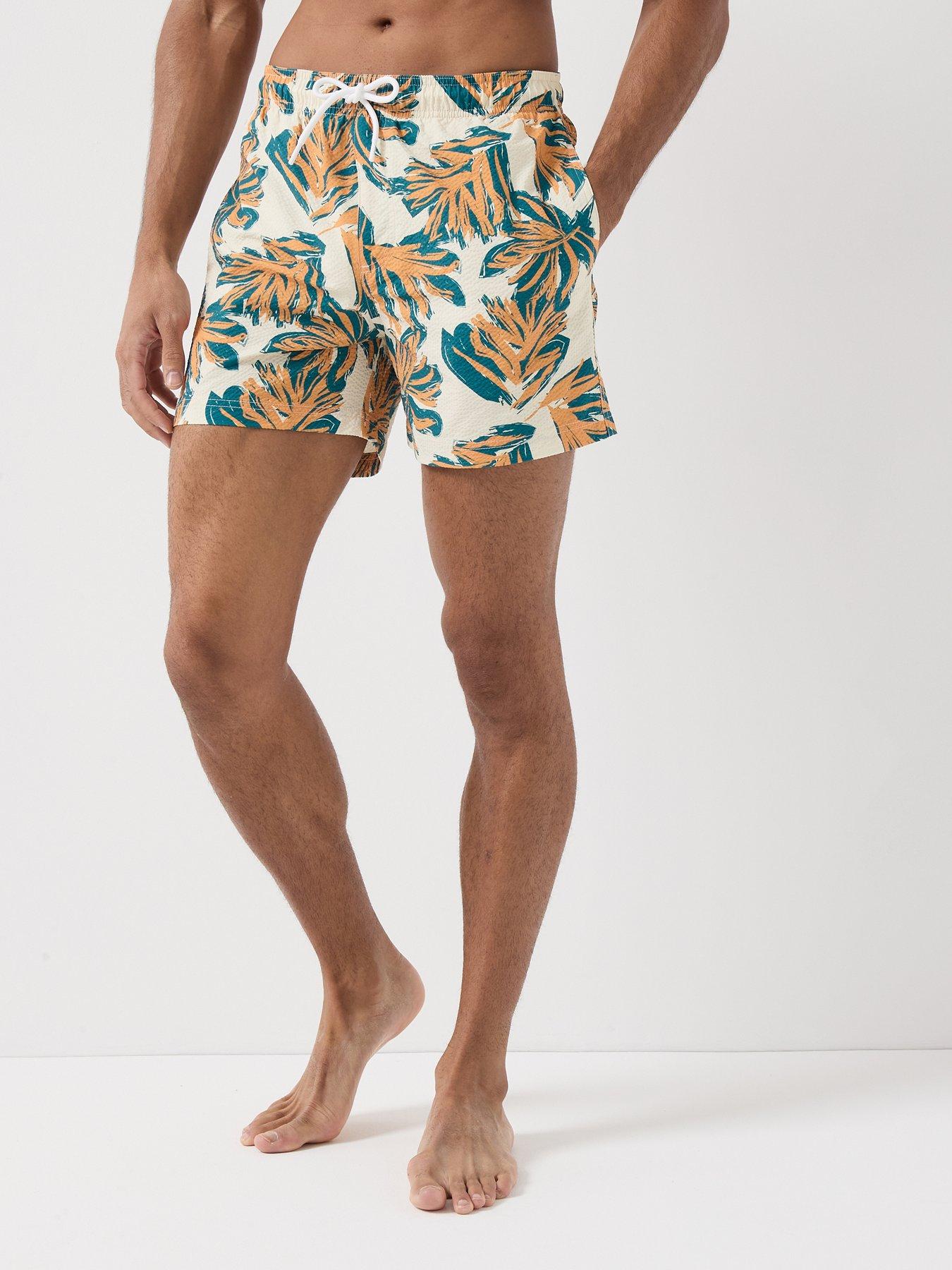 Jack & Jones Flower Seersucker Swim Shorts - Cream