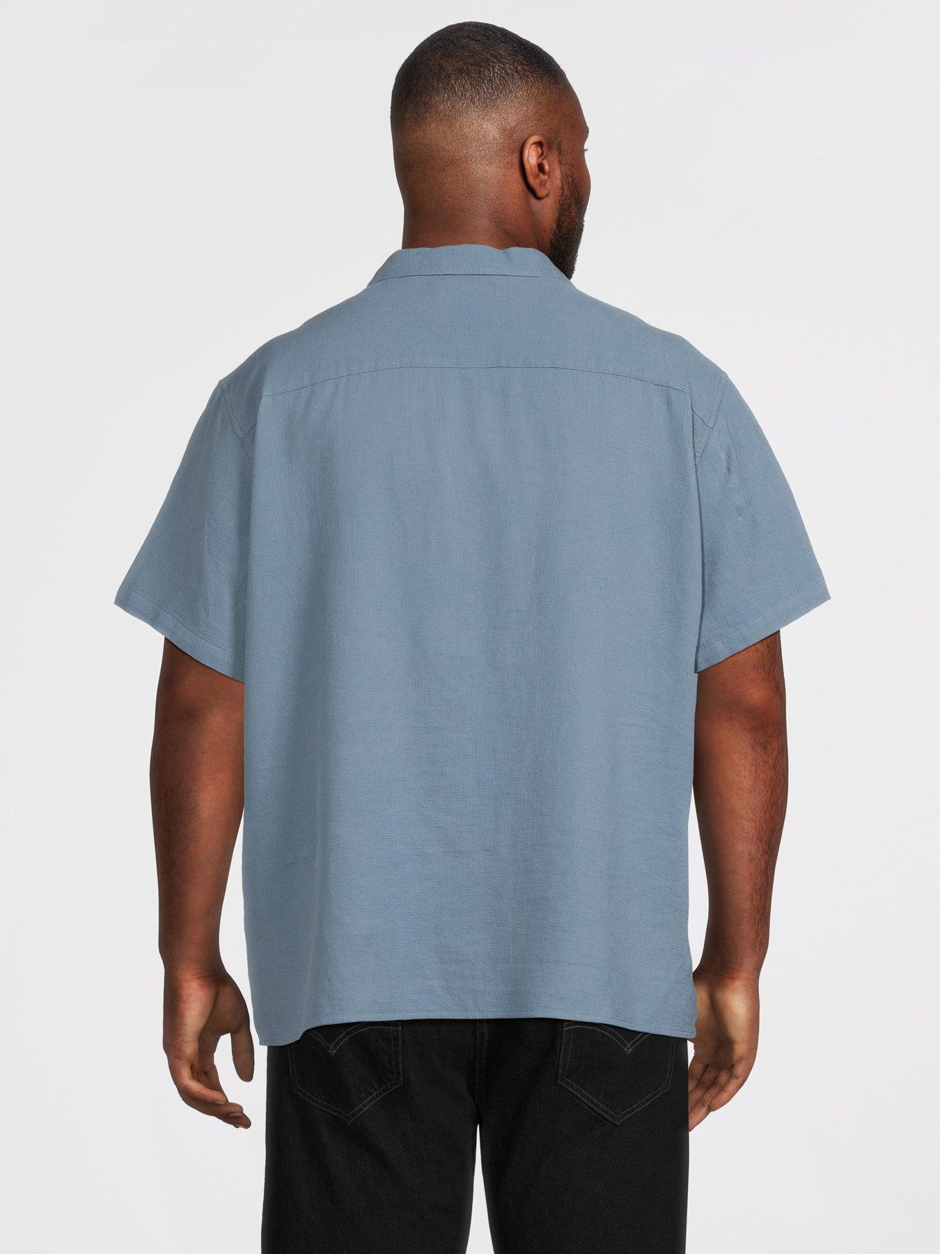 Image 2 of 5 of Jack & Jones Plus Waffle Resort Short Sleeve Shirt - Blue
