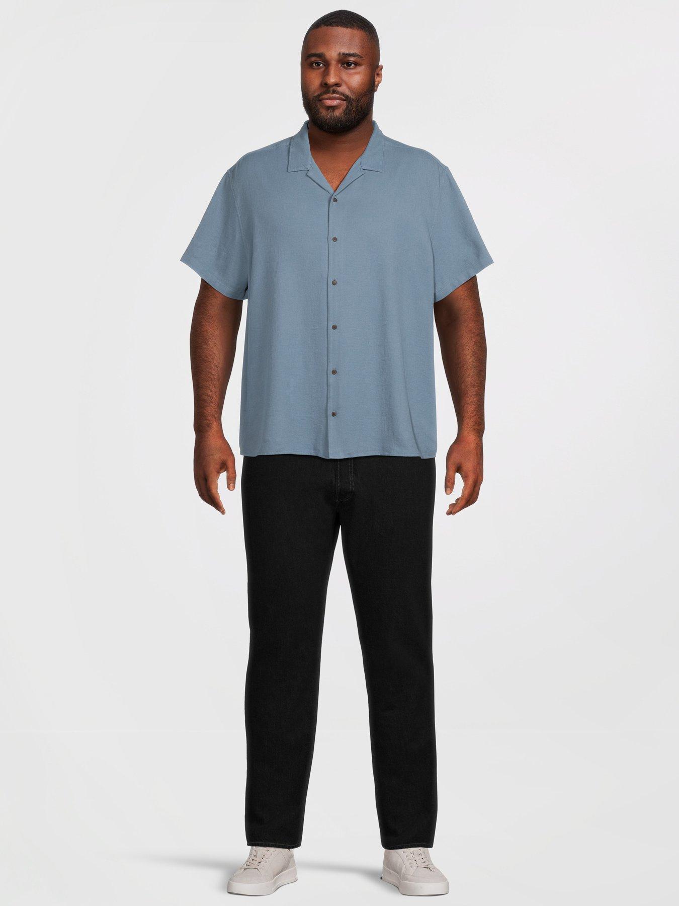Image 3 of 5 of Jack & Jones Plus Waffle Resort Short Sleeve Shirt - Blue