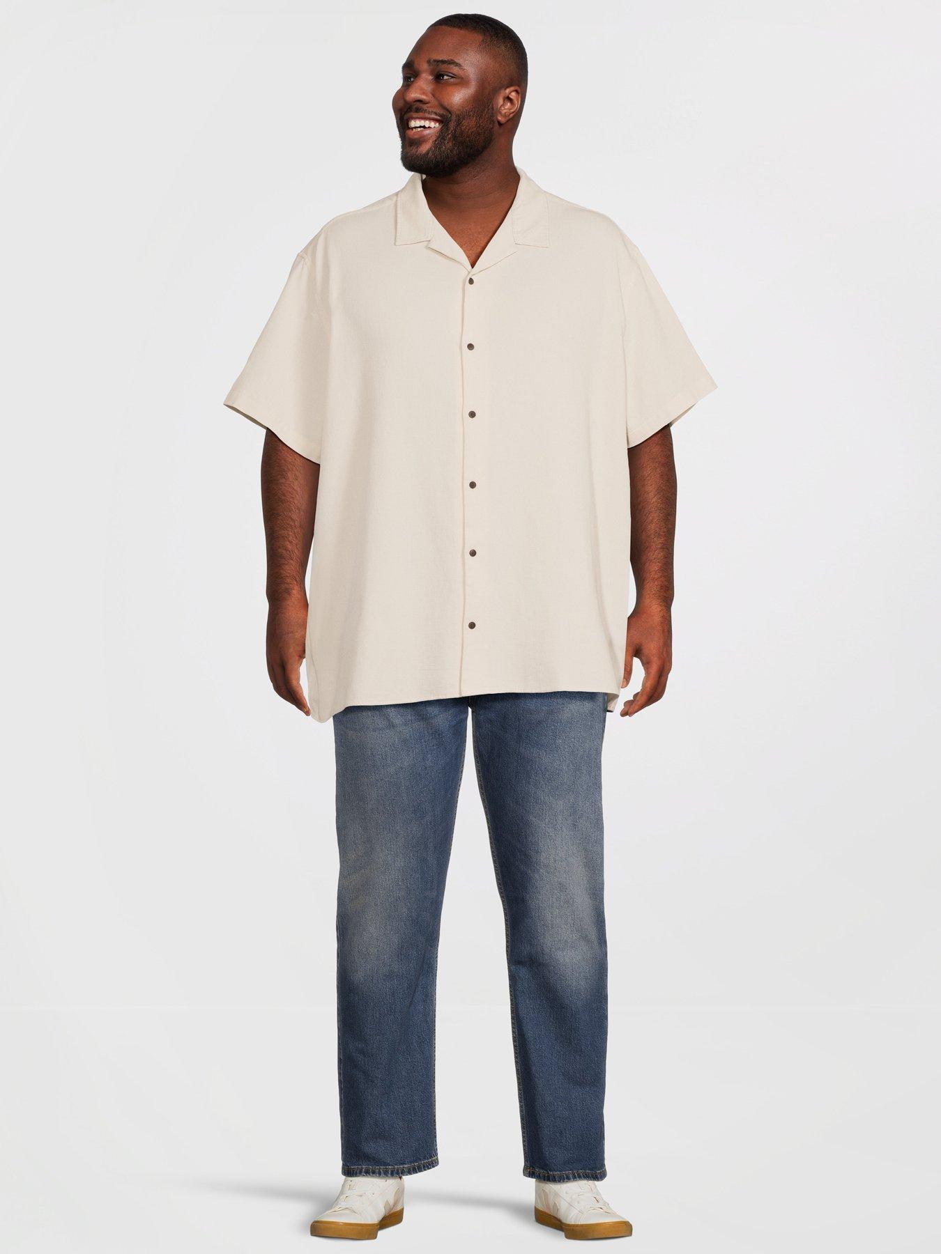 Image 3 of 5 of Jack & Jones Plus Waffle Resort Short Sleeve Shirt - Off White