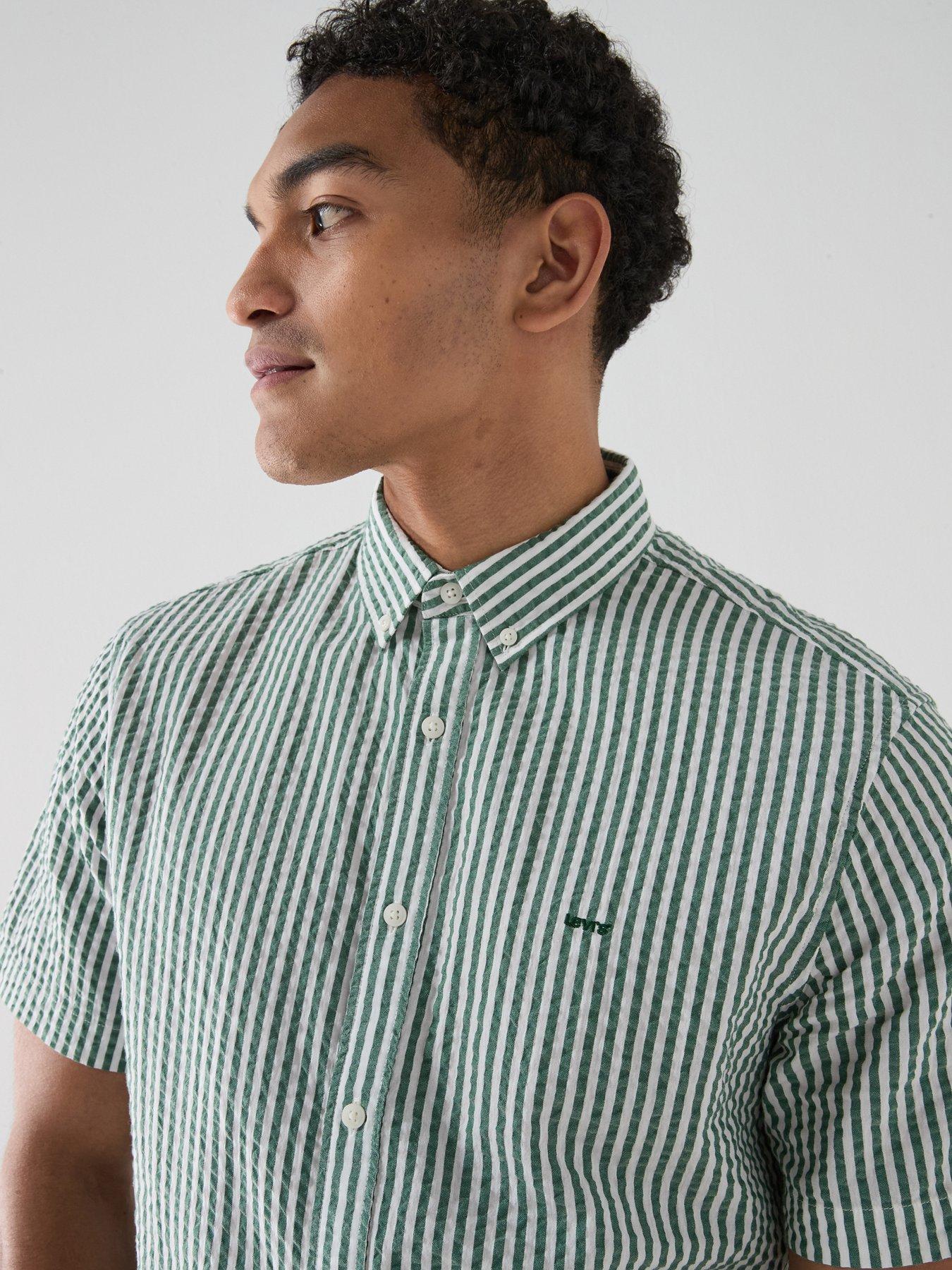 levis-authentic-button-down-short-sleeve-seersucker-shirt-greenoutfit