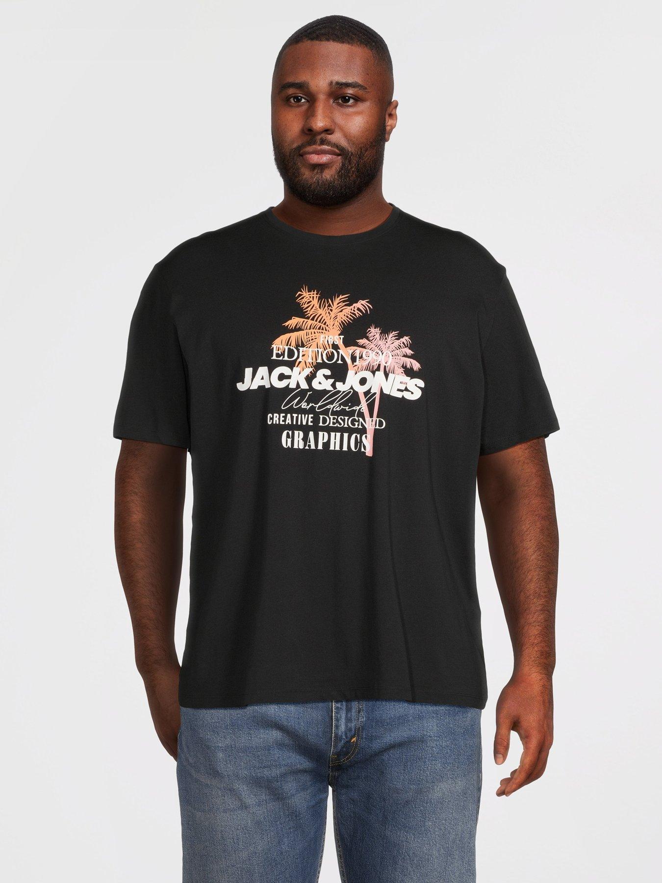 Image 1 of 5 of Jack & Jones Plus Gradient Print T-Shirt - Black