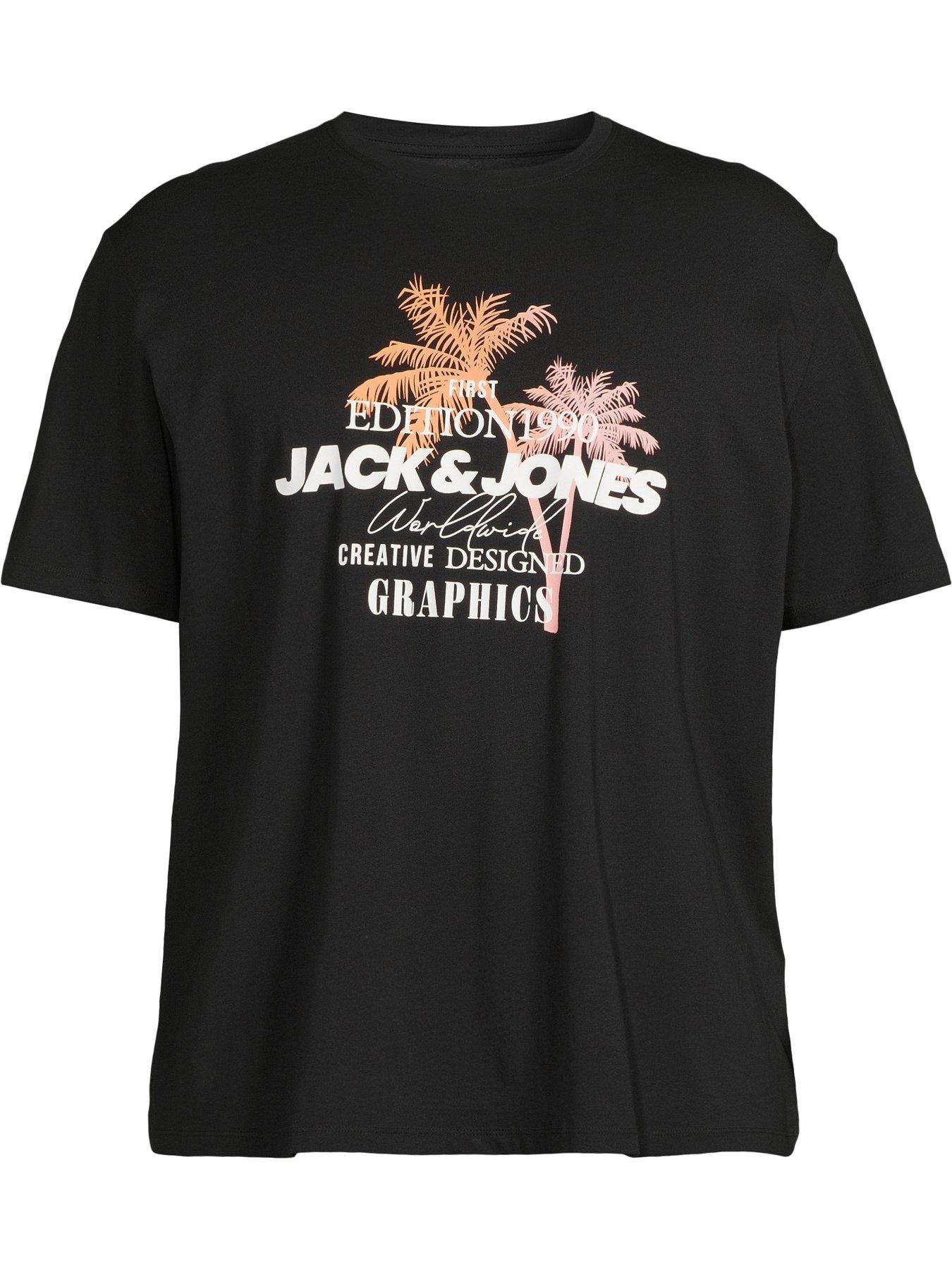 Image 5 of 5 of Jack & Jones Plus Gradient Print T-Shirt - Black
