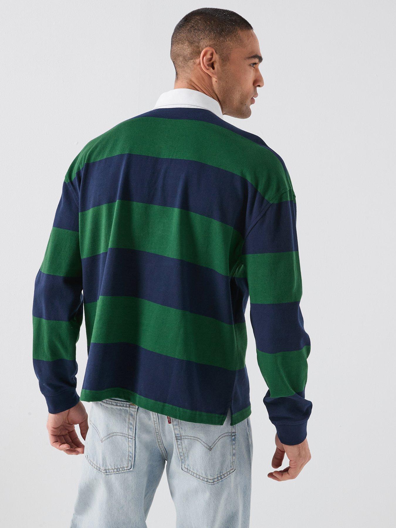 Image 2 of 4 of Levi's Hudson Striped Rugby Polo Shirt - Green