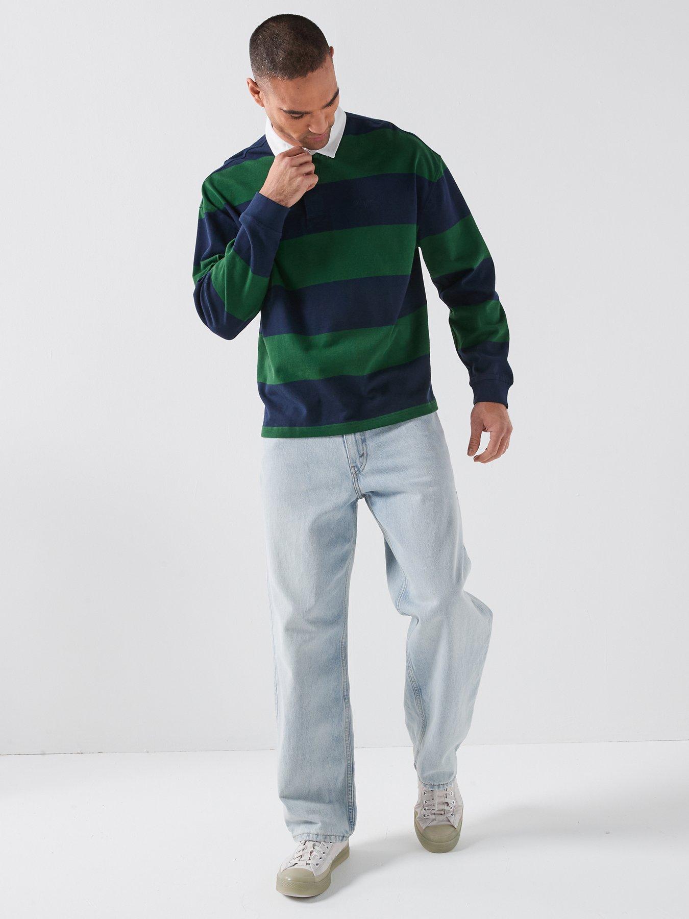 Image 3 of 4 of Levi's Hudson Striped Rugby Polo Shirt - Green